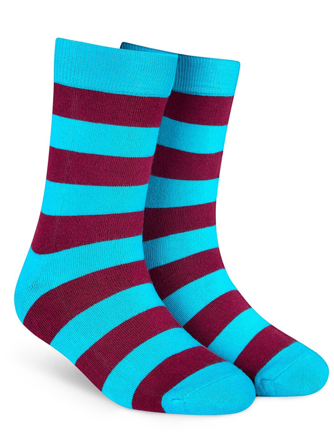 

Dynamocks Unisex Blue & Maroon Patterned Above Ankle Length Socks