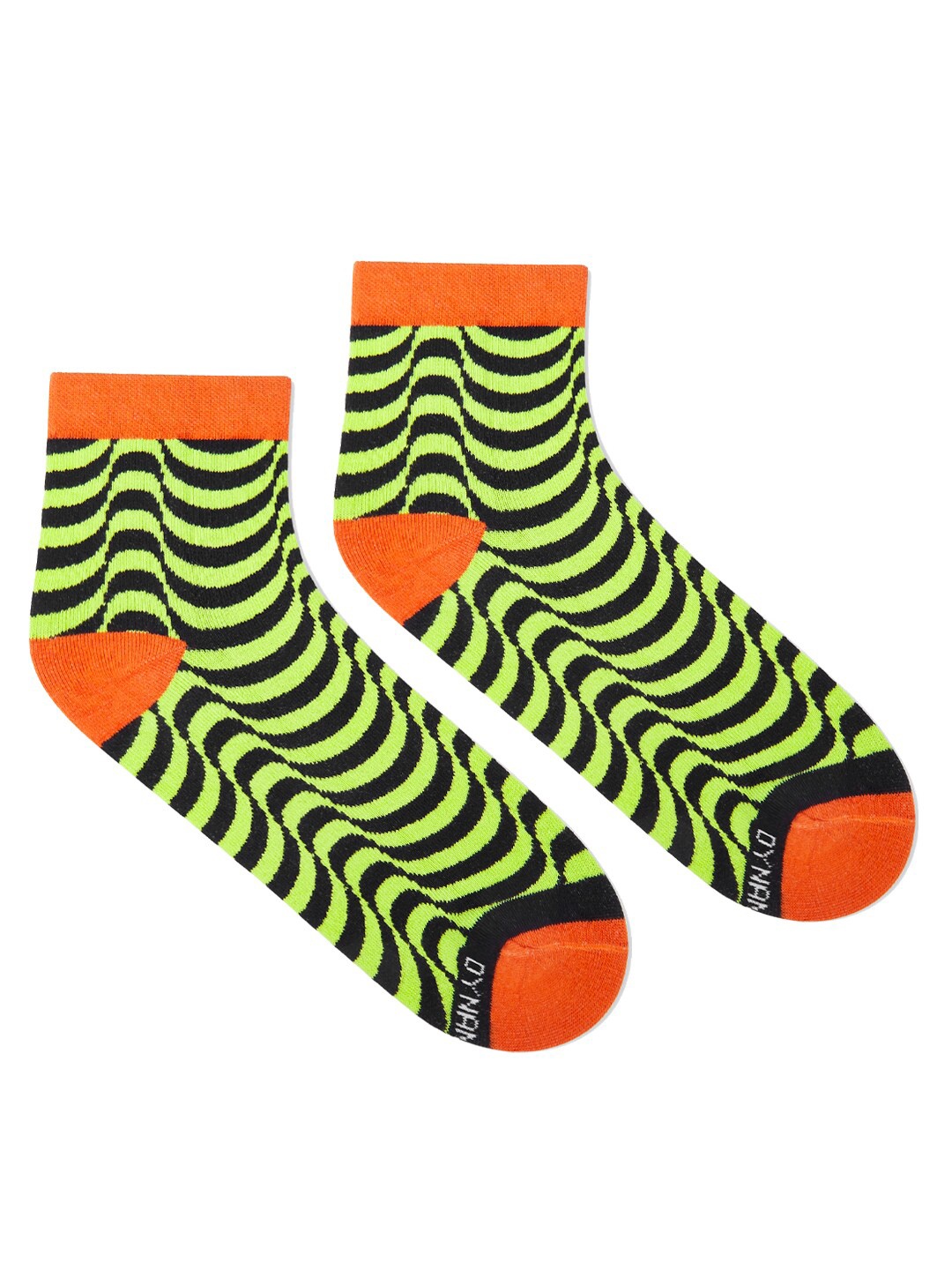 

Dynamocks Unisex Black & Fluorescent Green Patterned Ankle-Length Socks