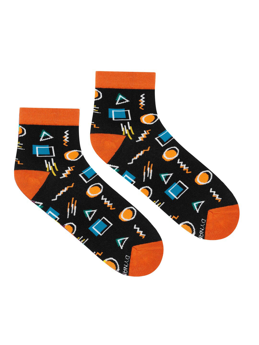 

Dynamocks Unisex Black & Orange Patterned Ankle-Length Socks
