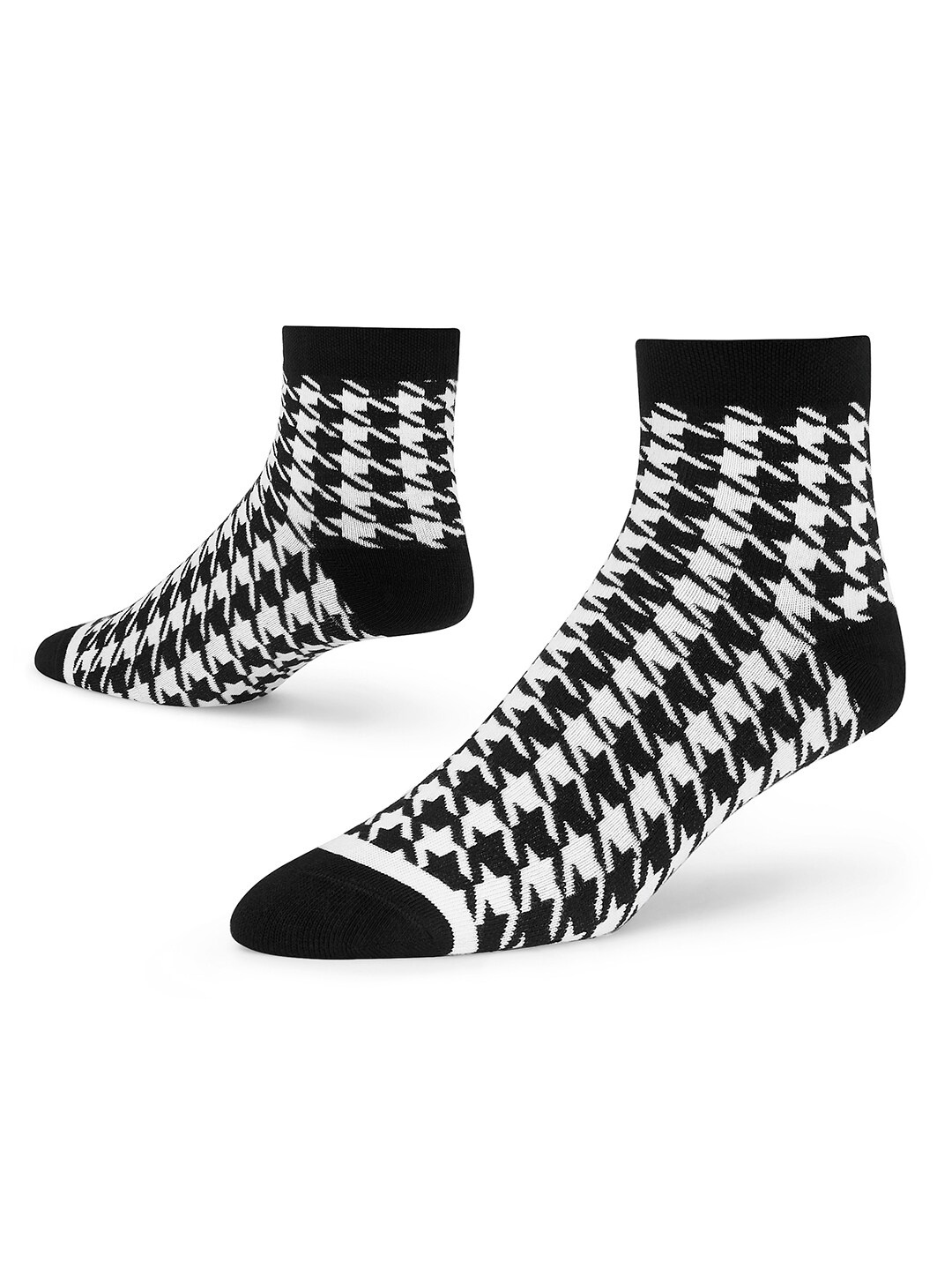 

Dynamocks Unisex Black & White Patterned Ankle-Length Socks