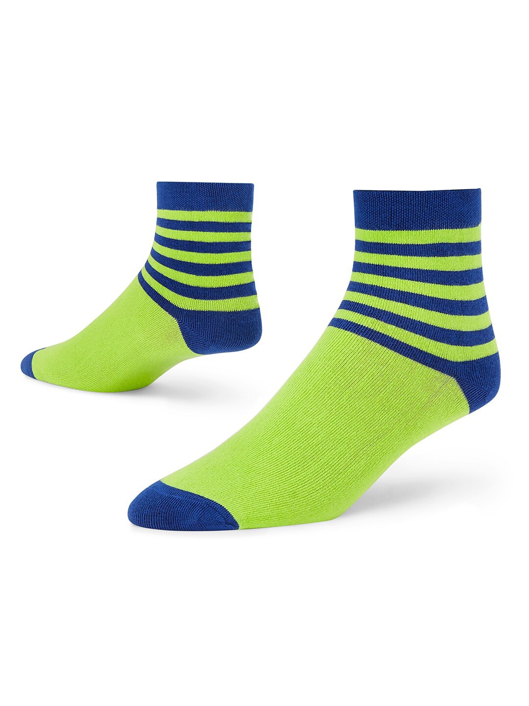 

Dynamocks Unisex Green & Blue Striped Ankle-Length Socks