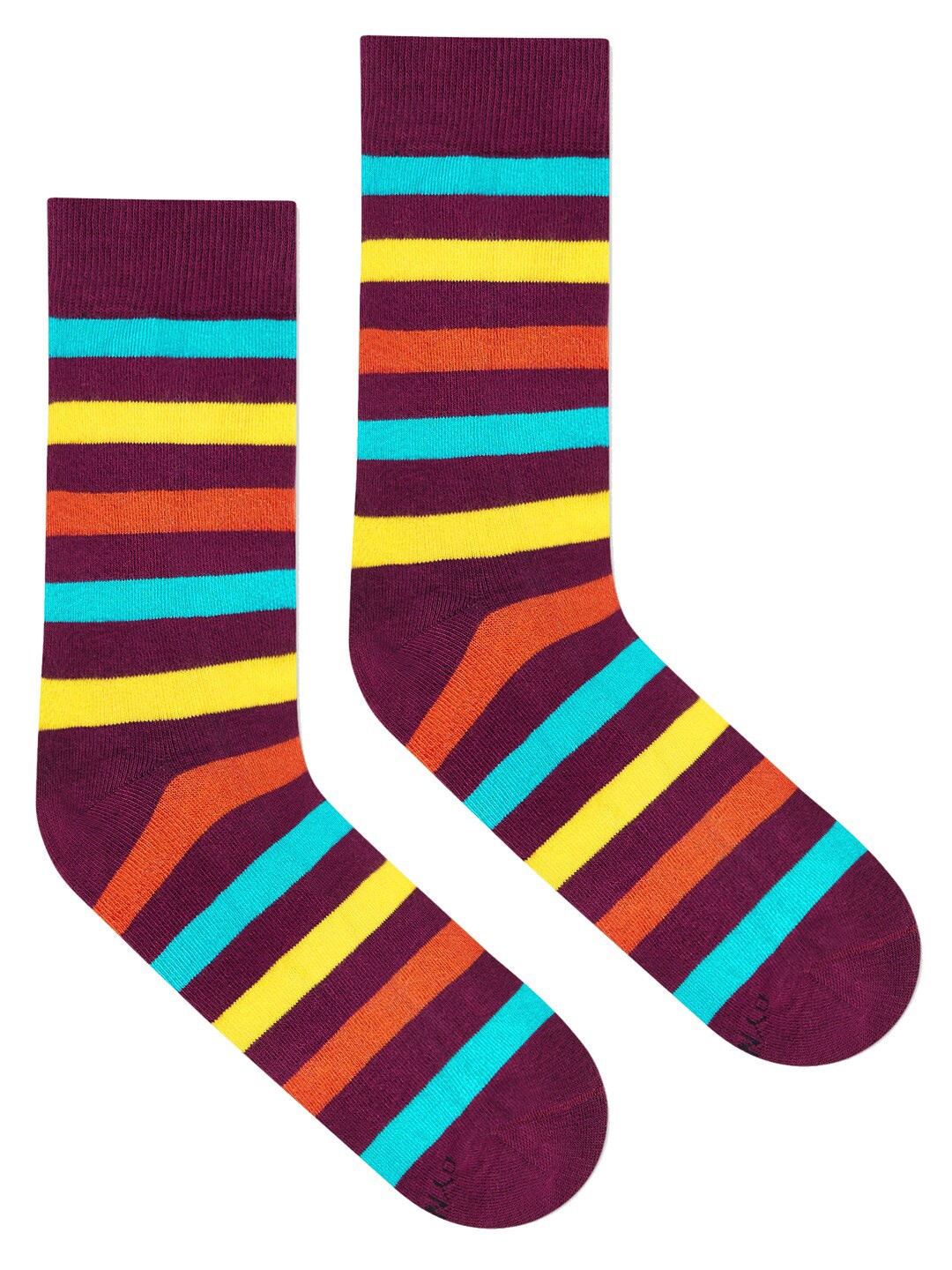 

Dynamocks Unisex Maroon & Yellow Striped Above Ankle-Length Socks
