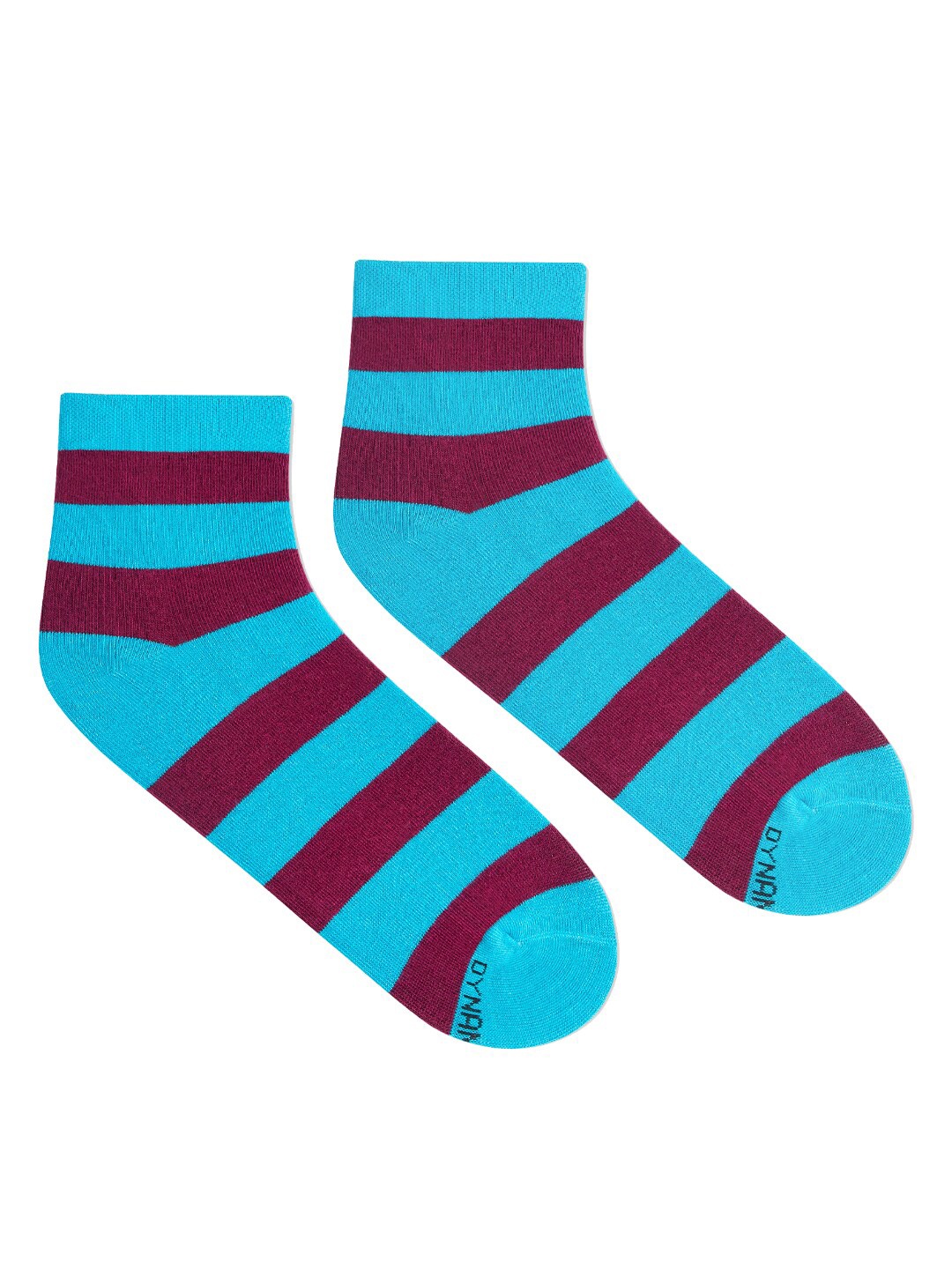 

Dynamocks Unisex Blue & Maroon Striped Ankle-Length Socks