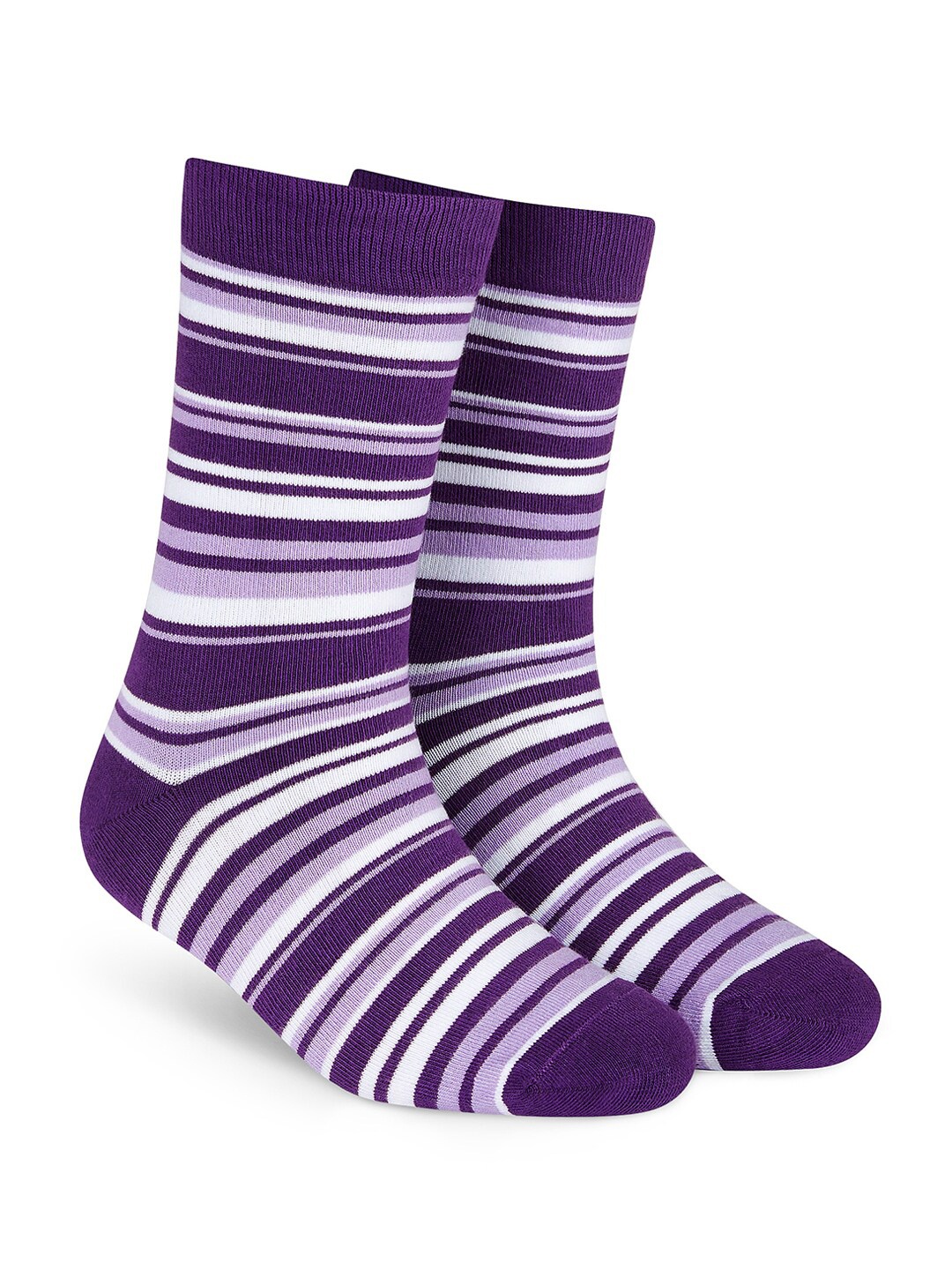 

Dynamocks Unisex Purple Striped Calf Length Socks, Navy blue