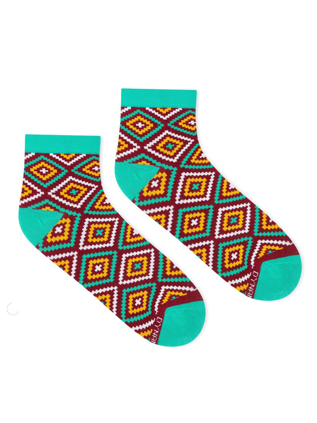 

Dynamocks Unisex Red & Green Printed Ankle-Length Cotton Socks