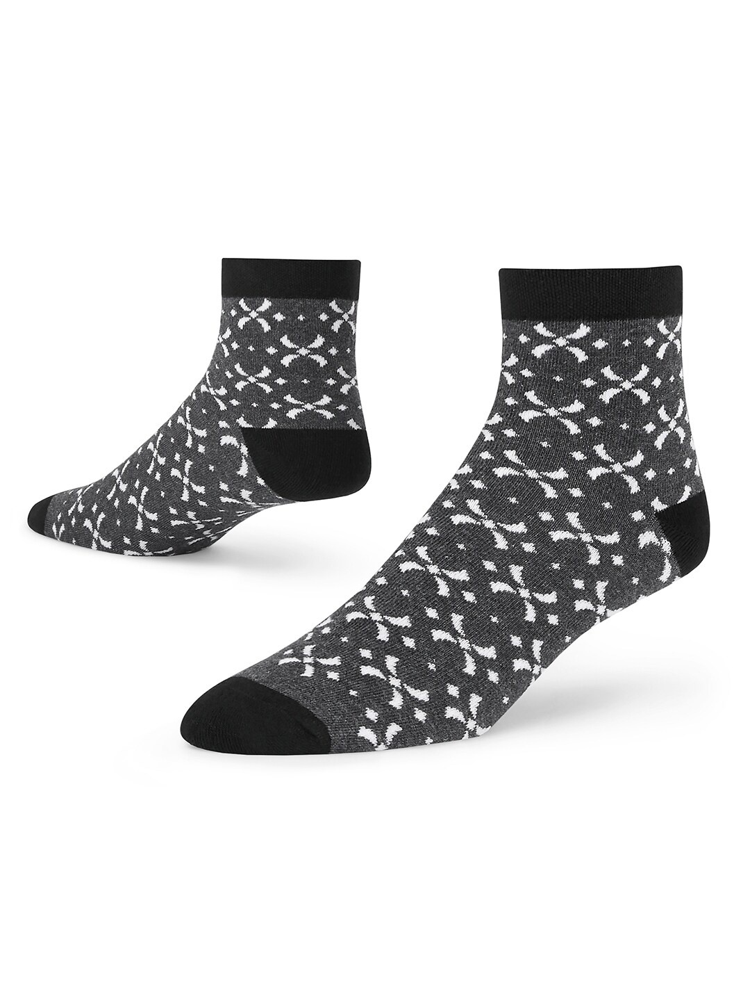 

Dynamocks Unisex Grey & Black Patterned Ankle-Length Socks