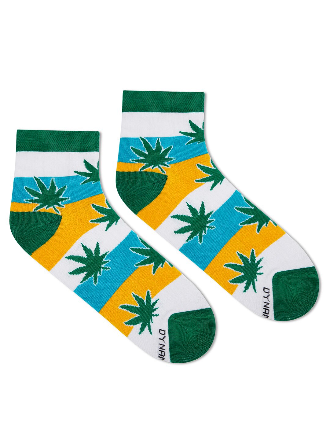 

Dynamocks Unisex White & Green Patterned Ankle-Length Socks