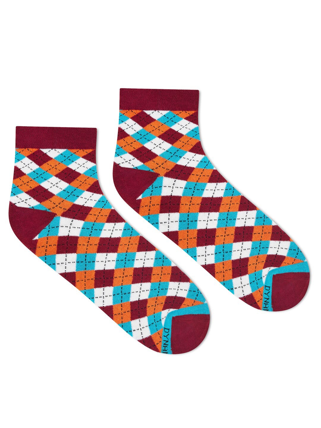 

Dynamocks Unisex Maroon & White Checked Ankle-Length Socks