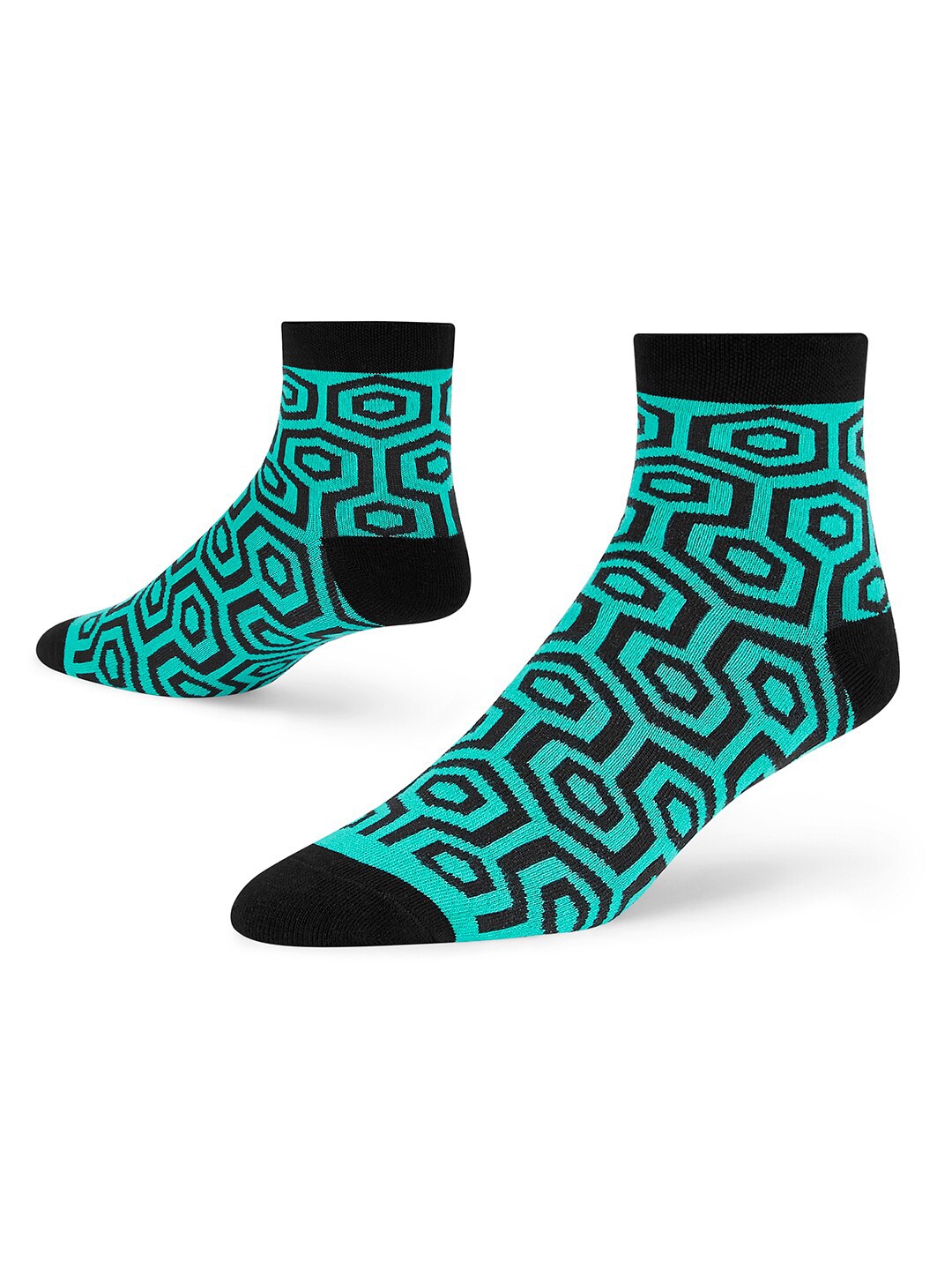 

Dynamocks Unisex Green & Black Patterned Ankle-Length Socks