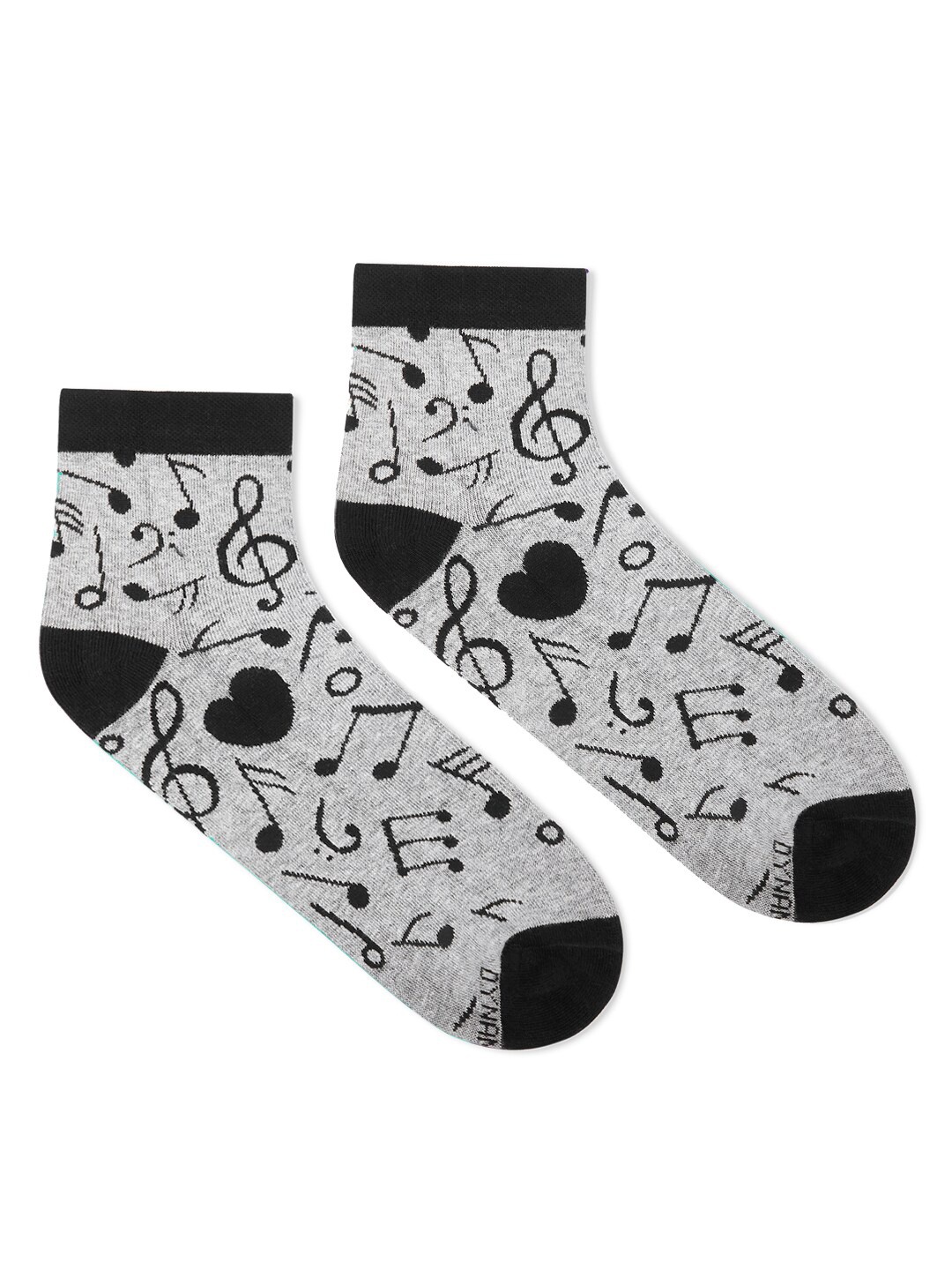 

Dynamocks Unisex Grey & Black Patterned Ankle-Length Socks