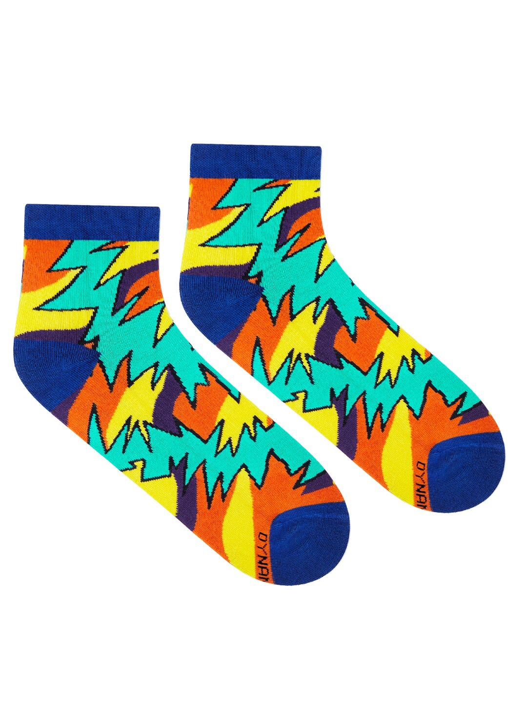 

Dynamocks Unisex Blue & Yellow Patterned Ankle-Length Socks