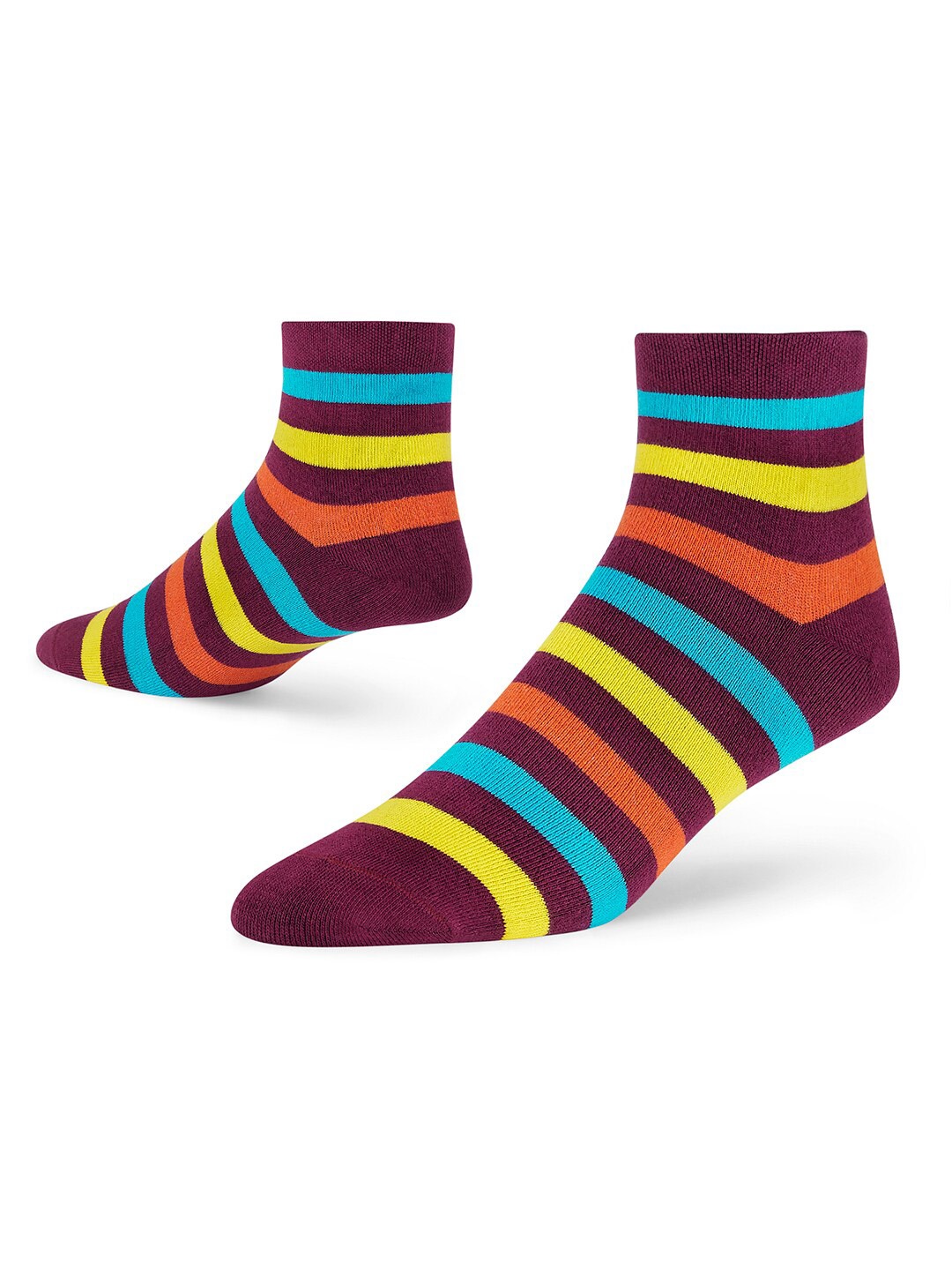 

Dynamocks Unisex Multi-Coloured Striped Ankle Length Socks