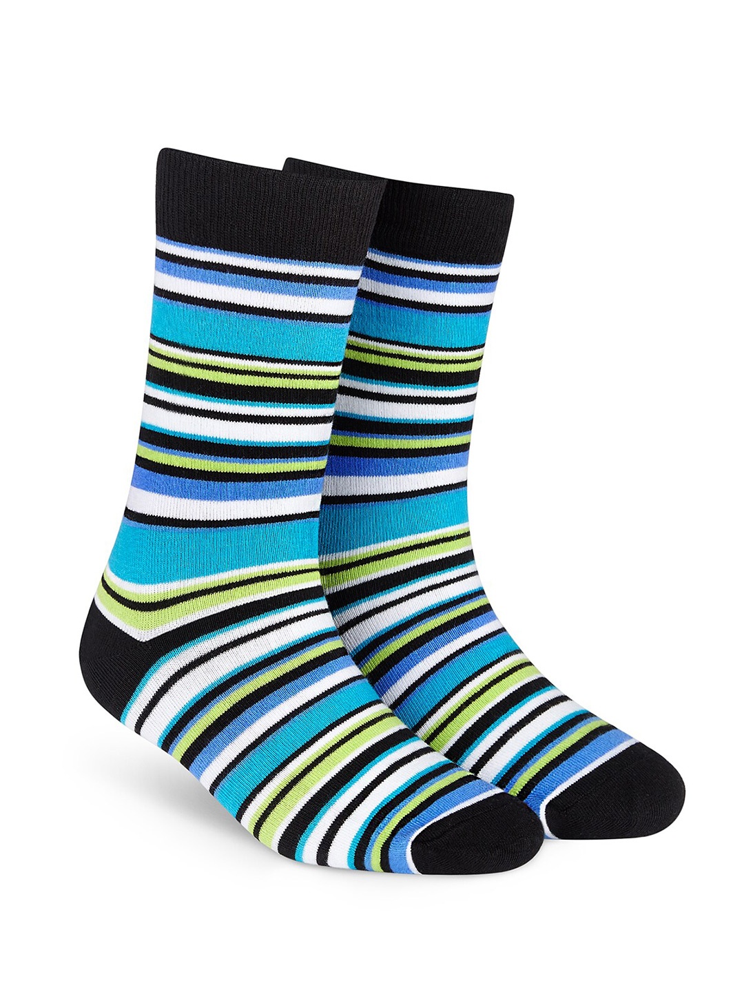 

Dynamocks Unisex Blue & Black Striped Ankle-Length Socks