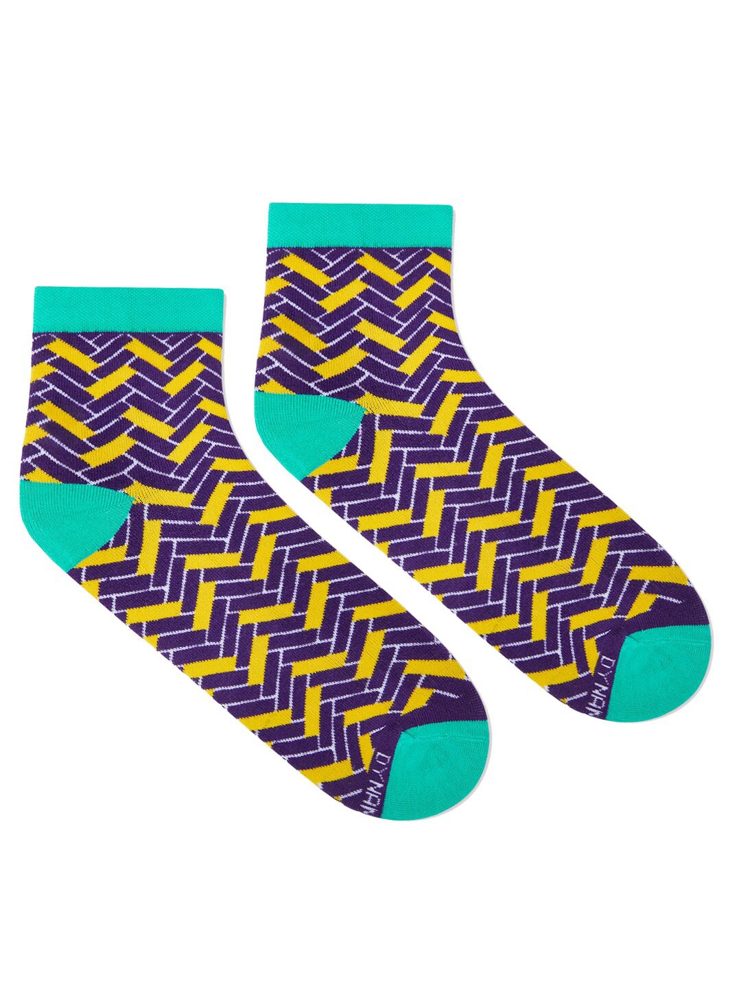 

Dynamocks Unisex Purple & Yellow Patterned Ankle-Length Socks