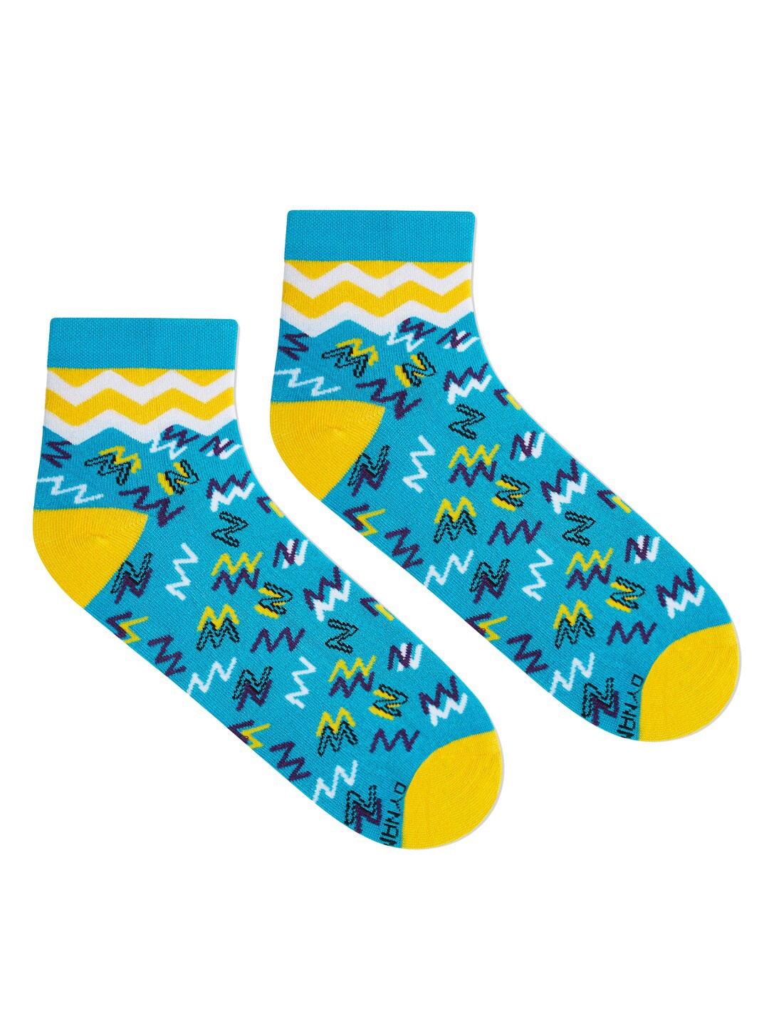 

Dynamocks Unisex Blue & Yellow Patterned Ankle-Length Socks