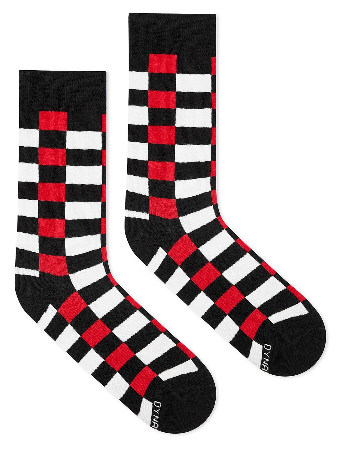 

Dynamocks Unisex Red & Black Patterned Calf-Length Socks, Multi