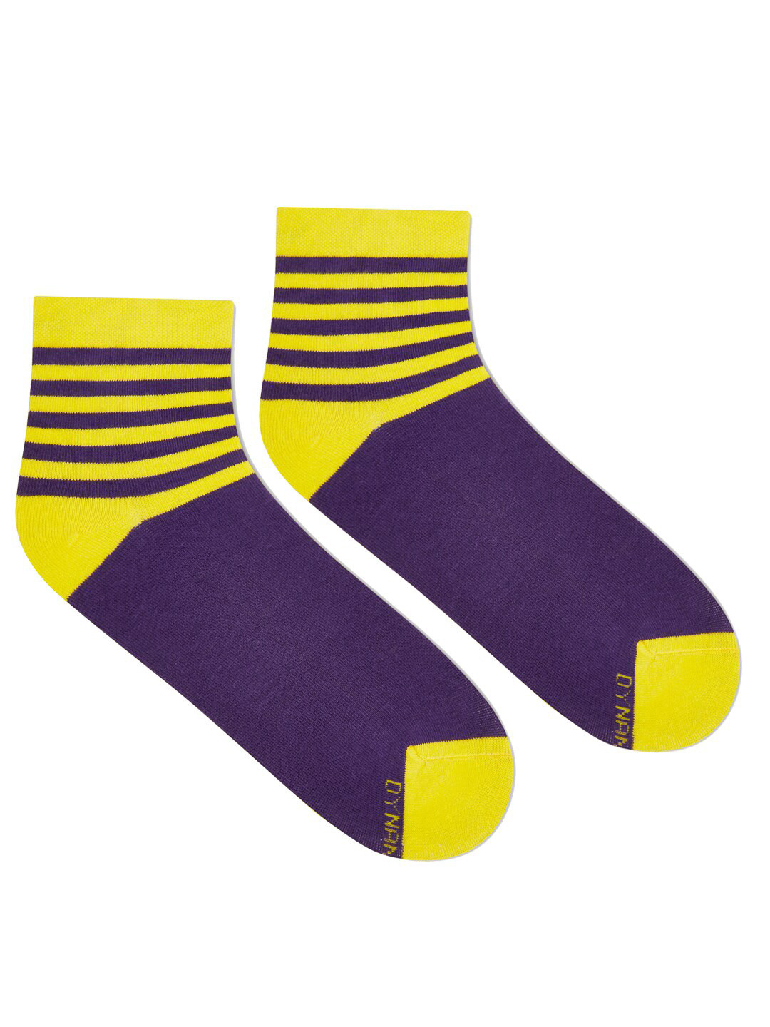 

Dynamocks Unisex Purple & Yellow Striped Ankle-Length Socks