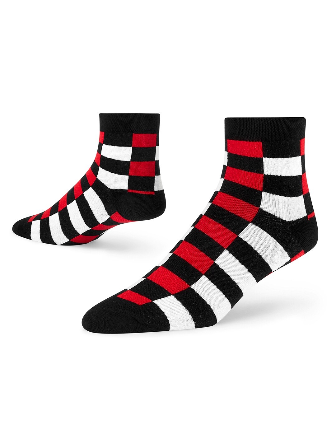 

Dynamocks Unisex Red & White Checked Ankle-Length Socks