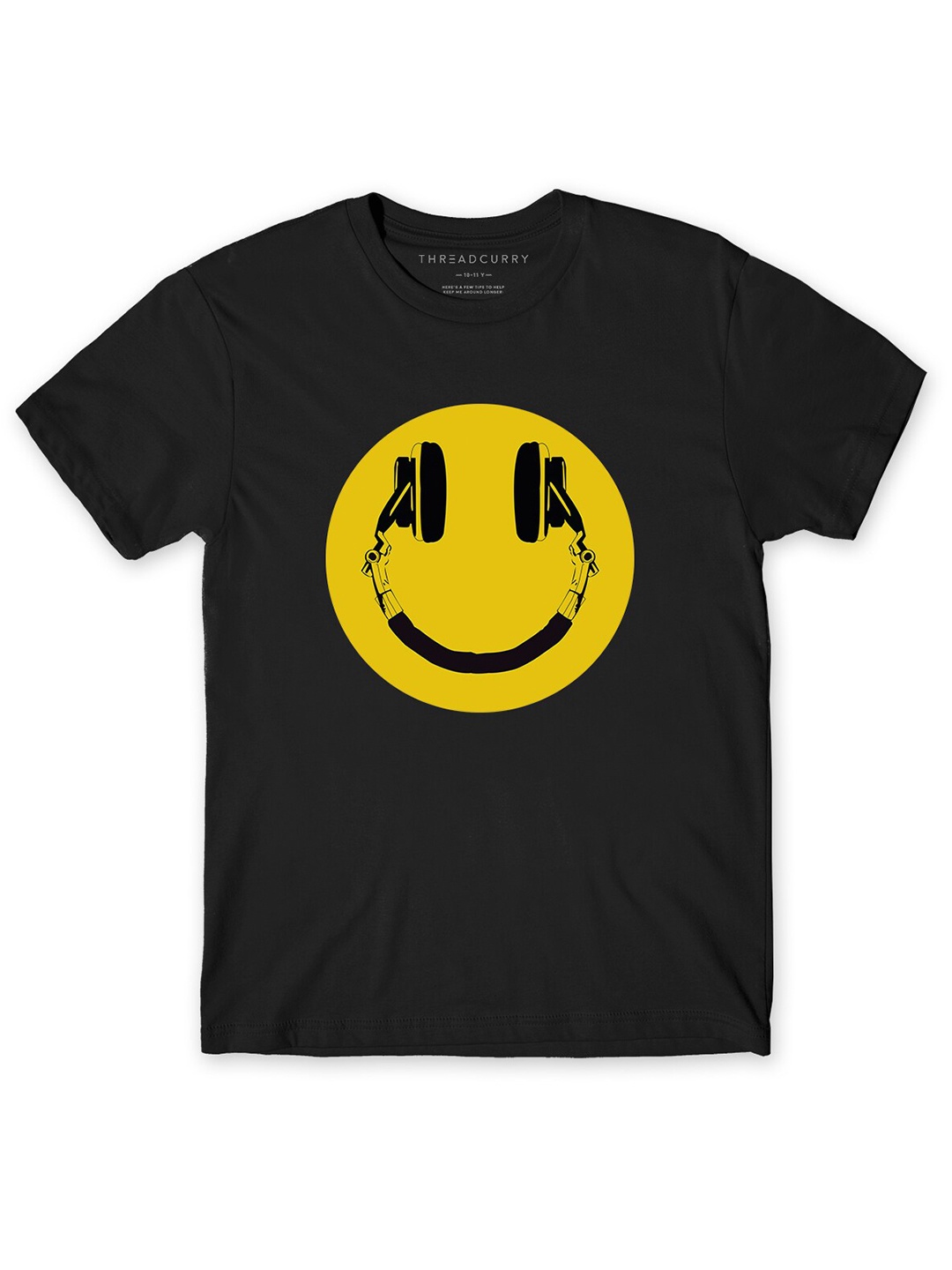

THREADCURRY Boys Black Smiley Printed T-shirt