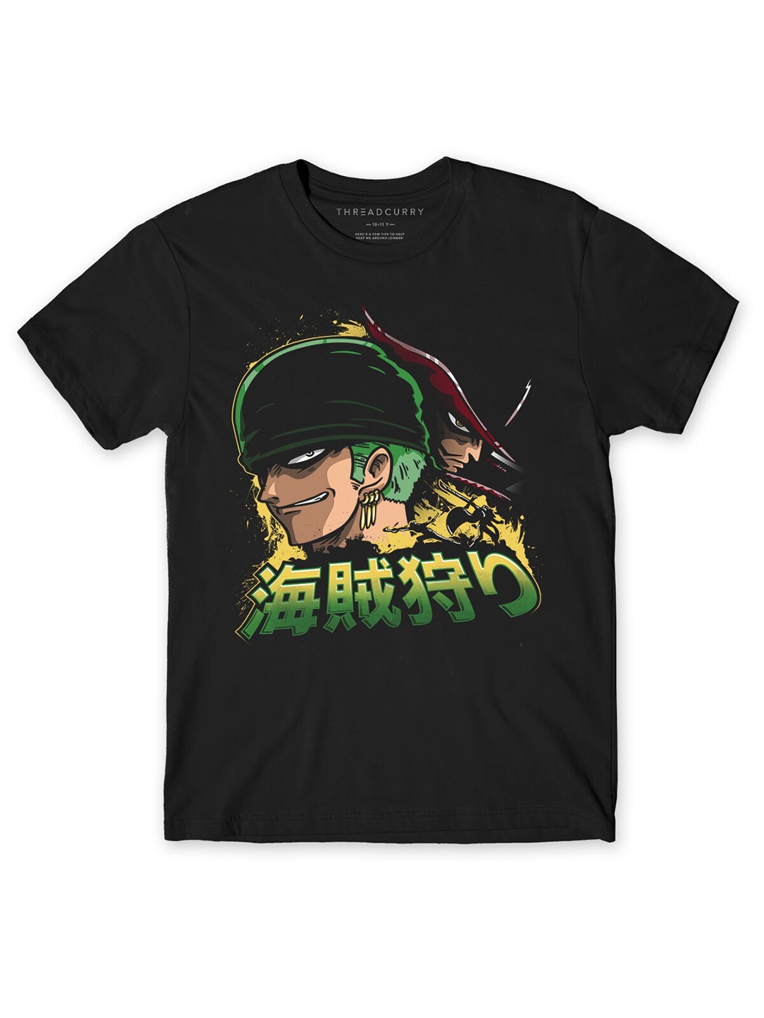 

THREADCURRY Boys Black Anime Printed T-shirt