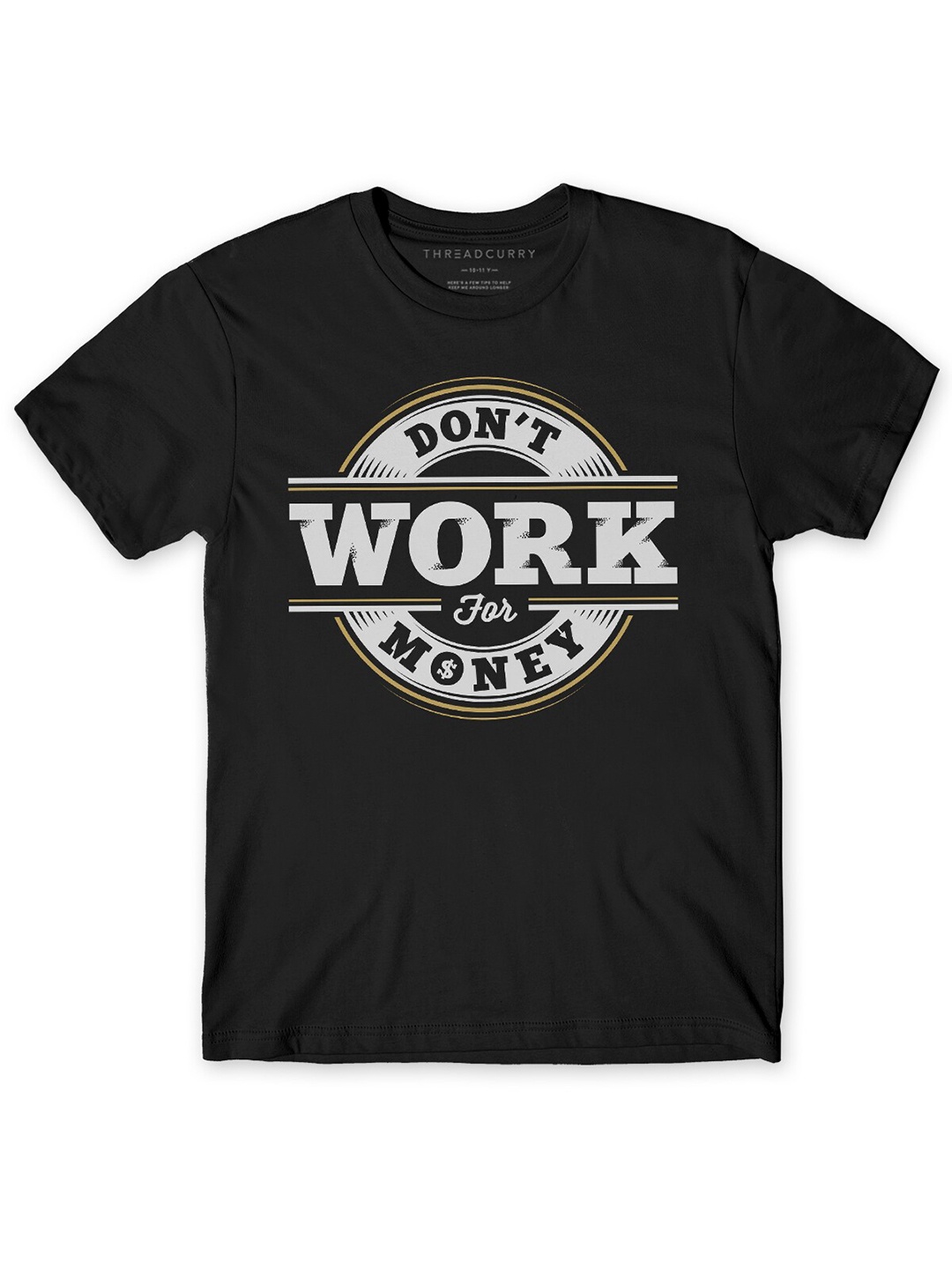 

THREADCURRY Boys Black Quotes Printed T-shirt