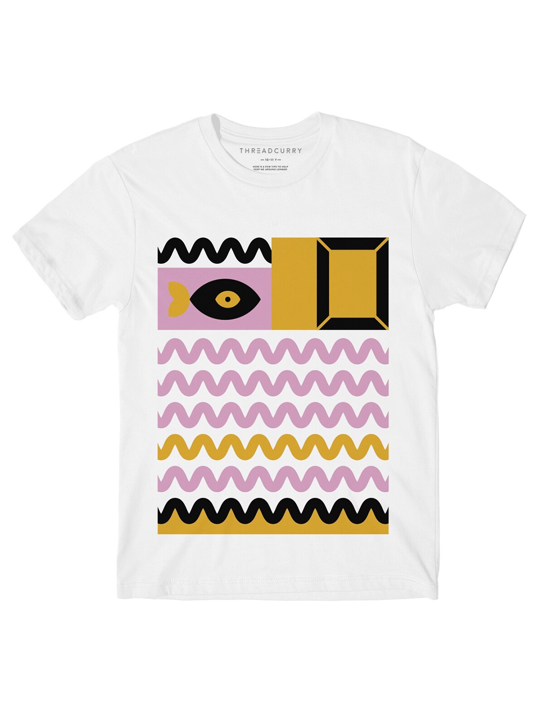 

THREADCURRY Kids-Boys White Printed Raw Edge T-shirt