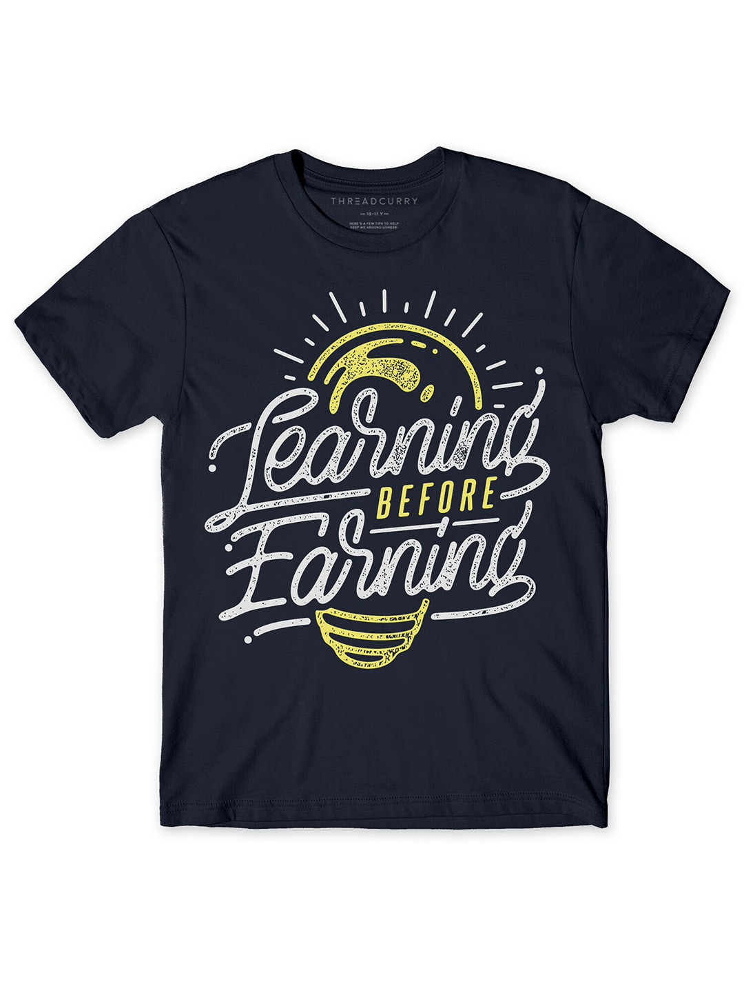 

THREADCURRY Boys Navy Blue Quotes Printed T-shirt