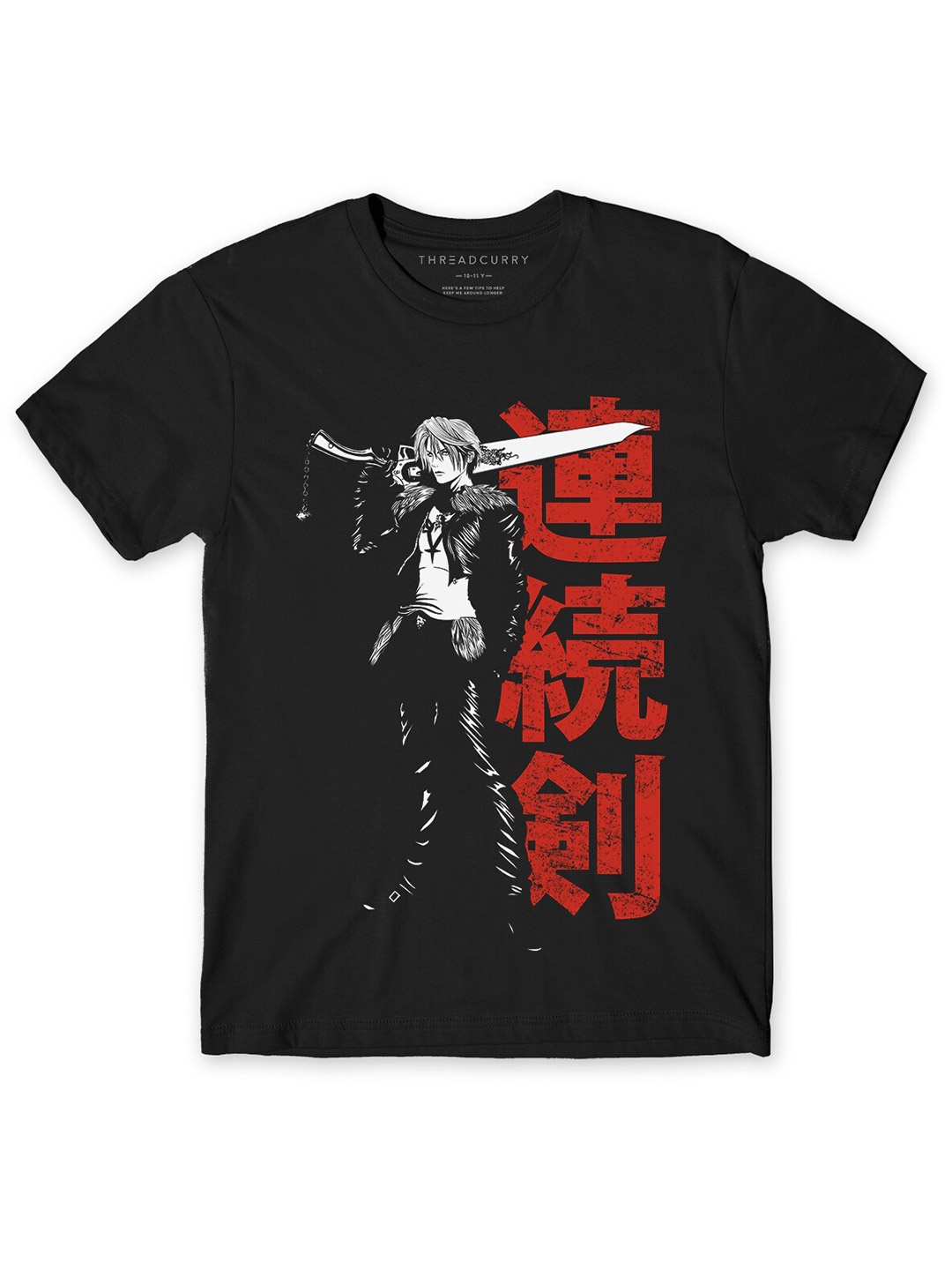 

THREADCURRY Boys Black Anime Printed Round Neck T-shirt