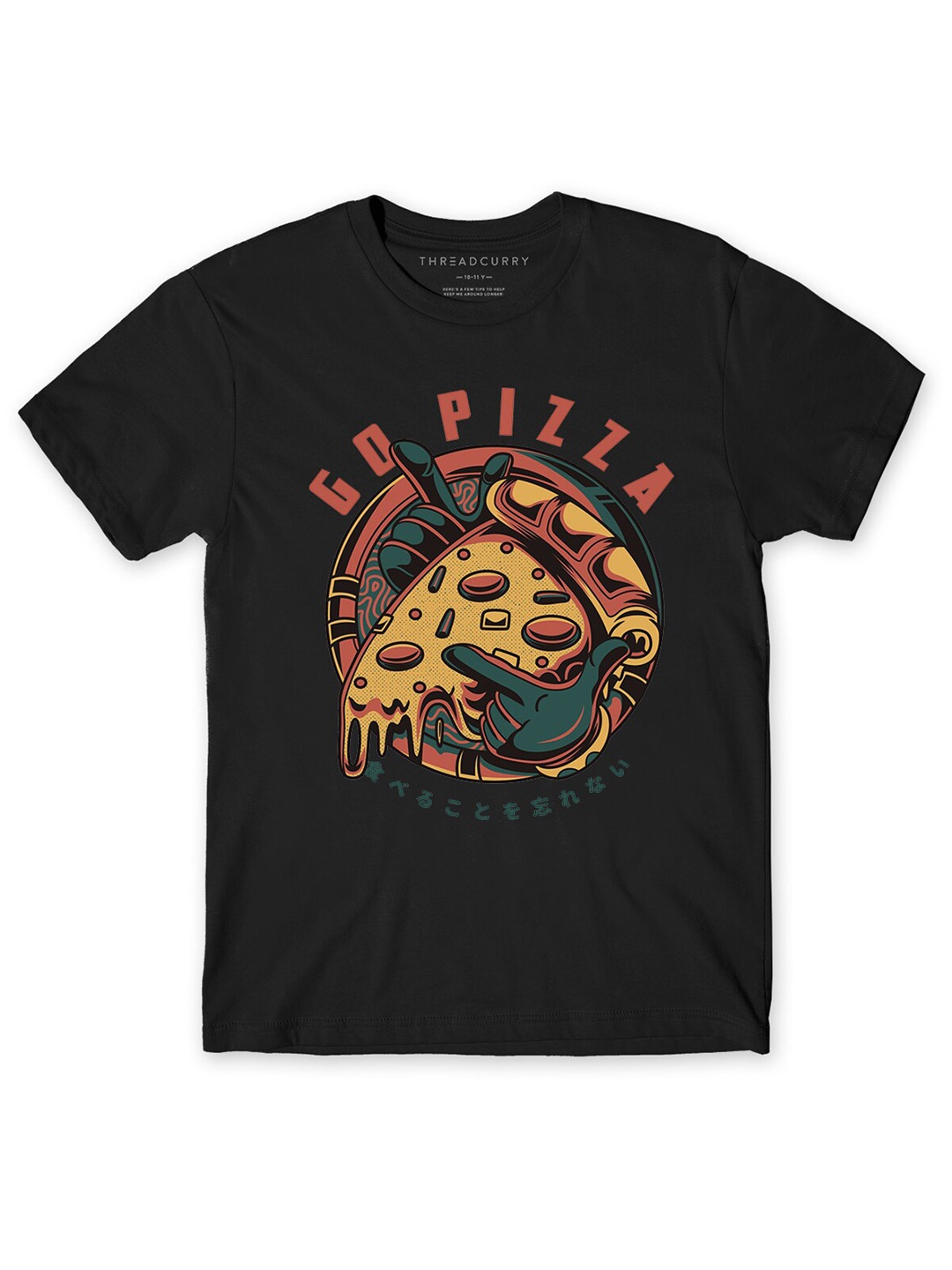 

THREADCURRY Boys Black Pizza Printed T-shirt