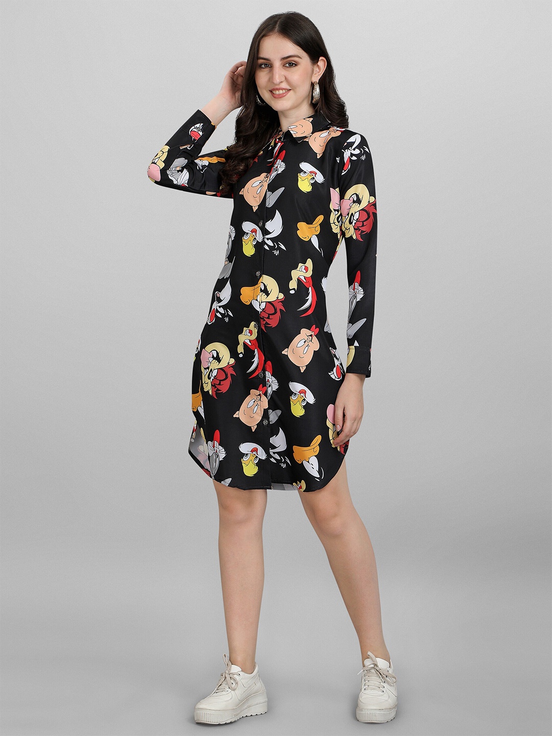 

Urban Luxe Black Mickey Mouse Printed Shirt Dress