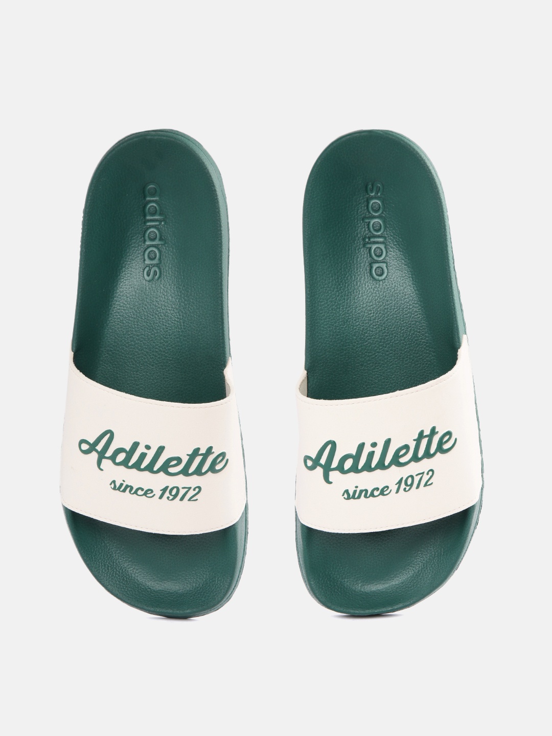 

ADIDAS Unisex White & Green Printed Adilette Shower Sliders