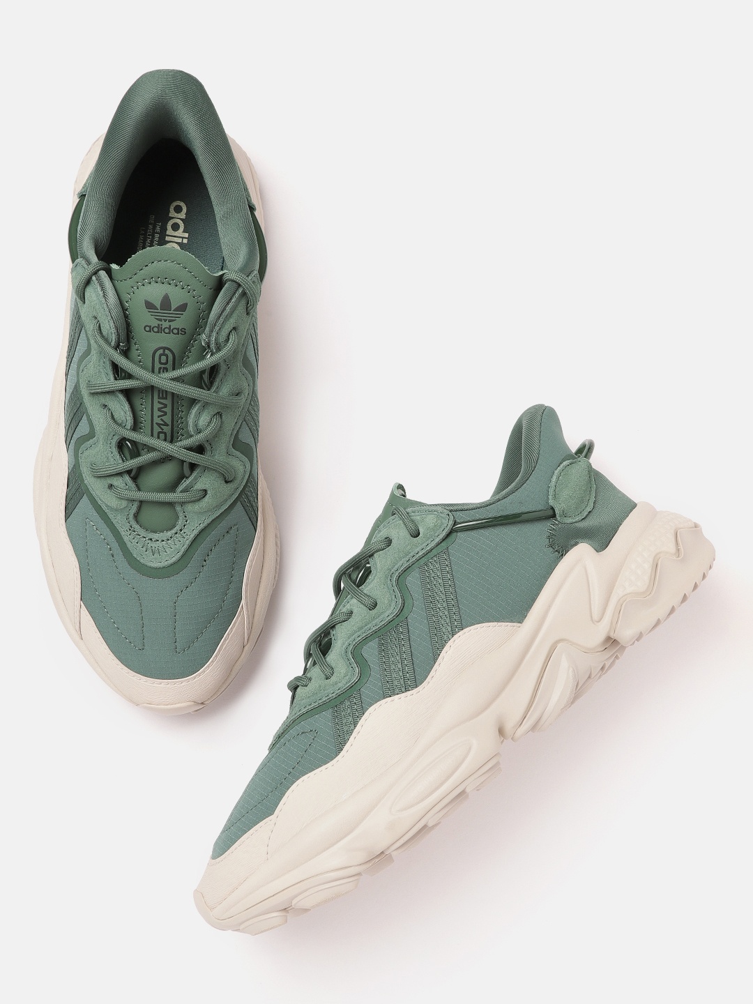 

ADIDAS Originals Men Green & Beige Ozweego TR Sneakers