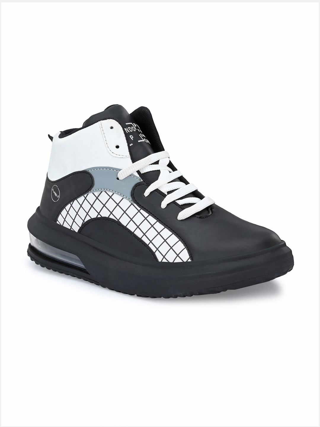 

Hundo P Men Black High-Top Running Non-Marking Shoes