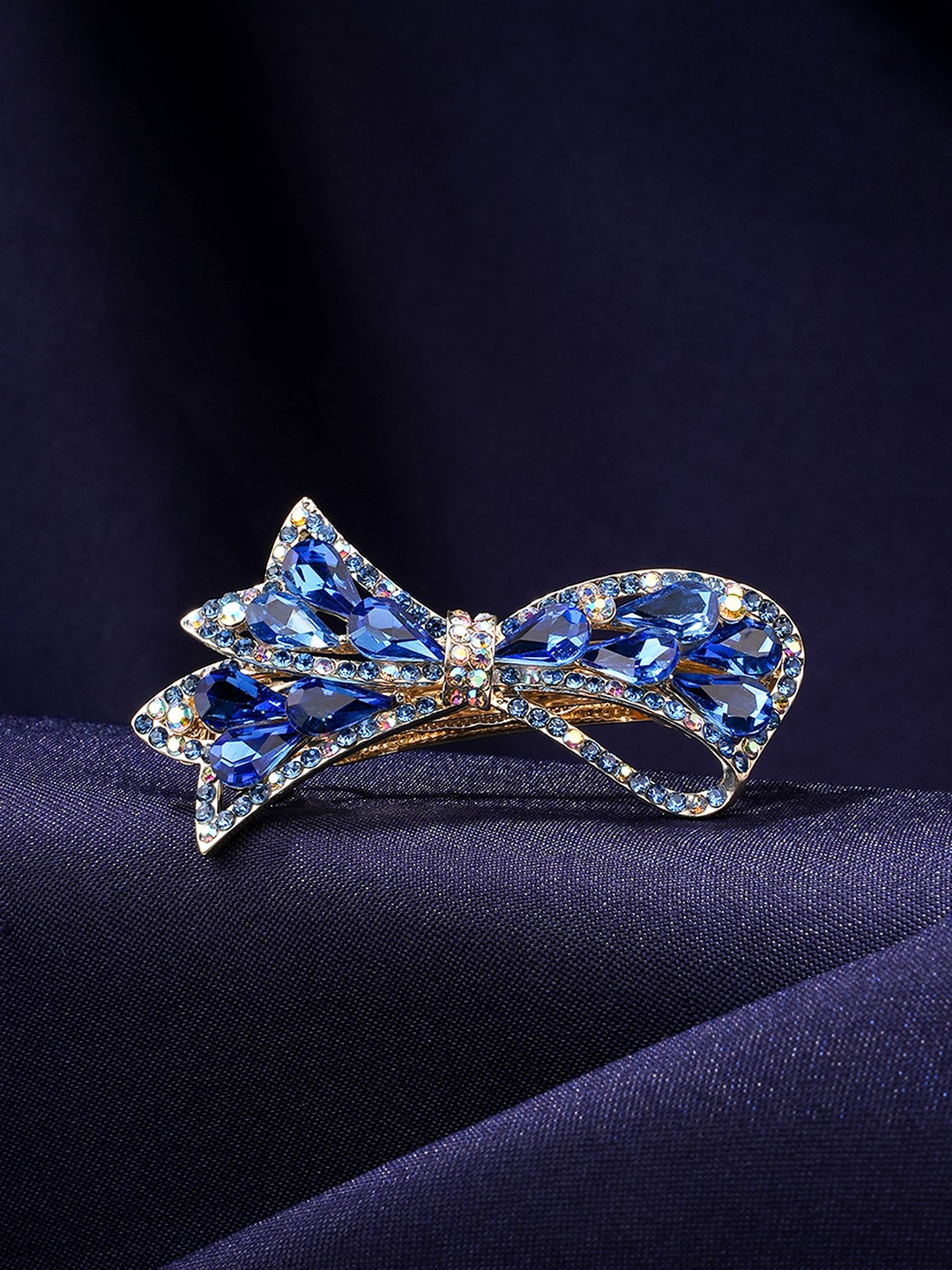 

Yellow Chimes Women Blue & Gold-Toned Beaded French Barrette
