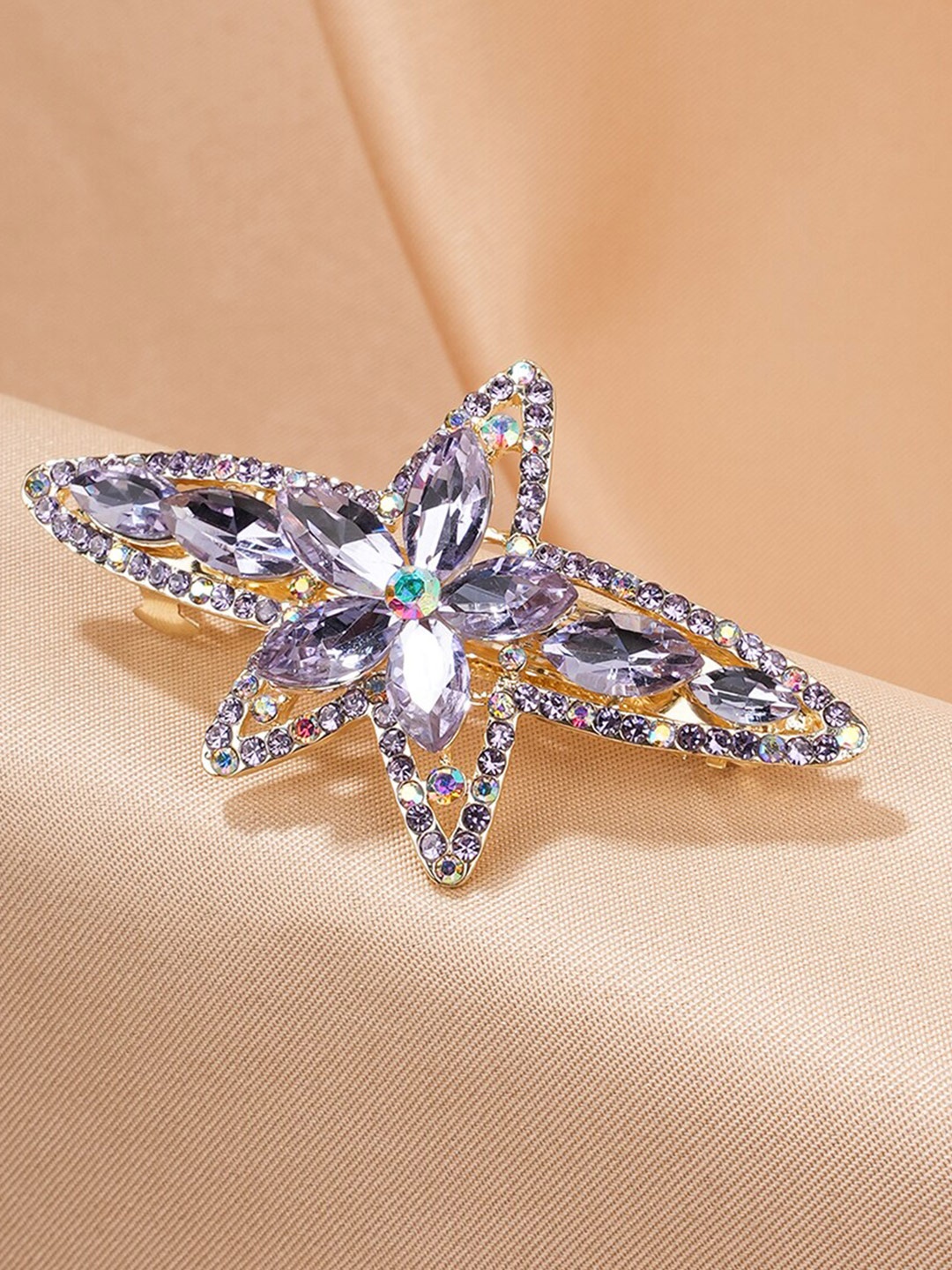 

Yellow Chimes Women Purple & Gold-Toned Embellished French Barrette