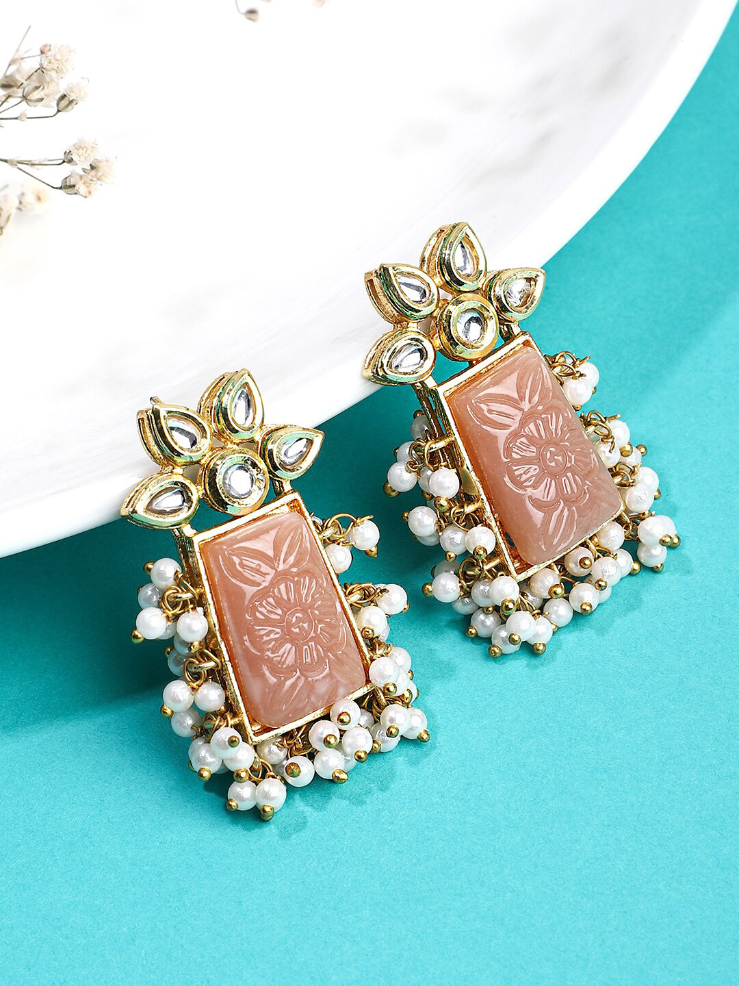 

Yellow Chimes Women Pink Contemporary Drop Earrings