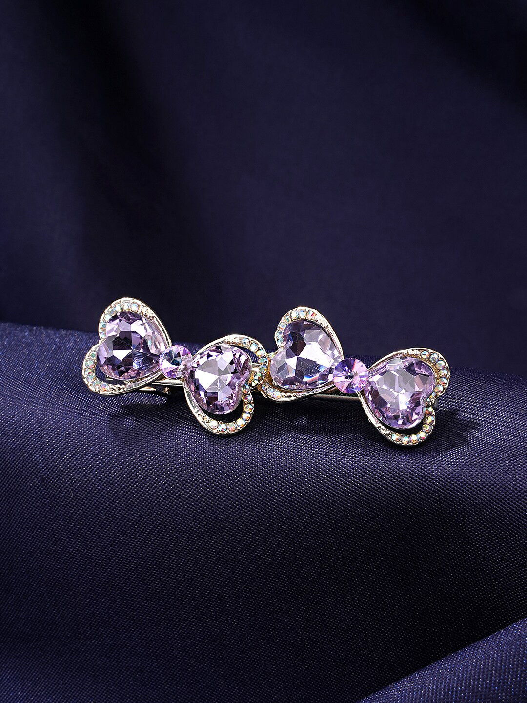 

Yellow Chimes Women Purple & Silver-Toned Embellished Alligator Hair Clip