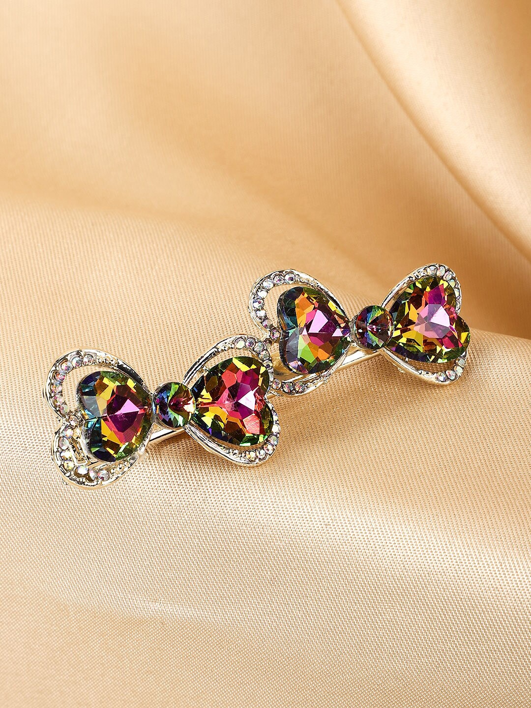 

Yellow Chimes Women Green & Pink Embellished Alligator Hair Clip