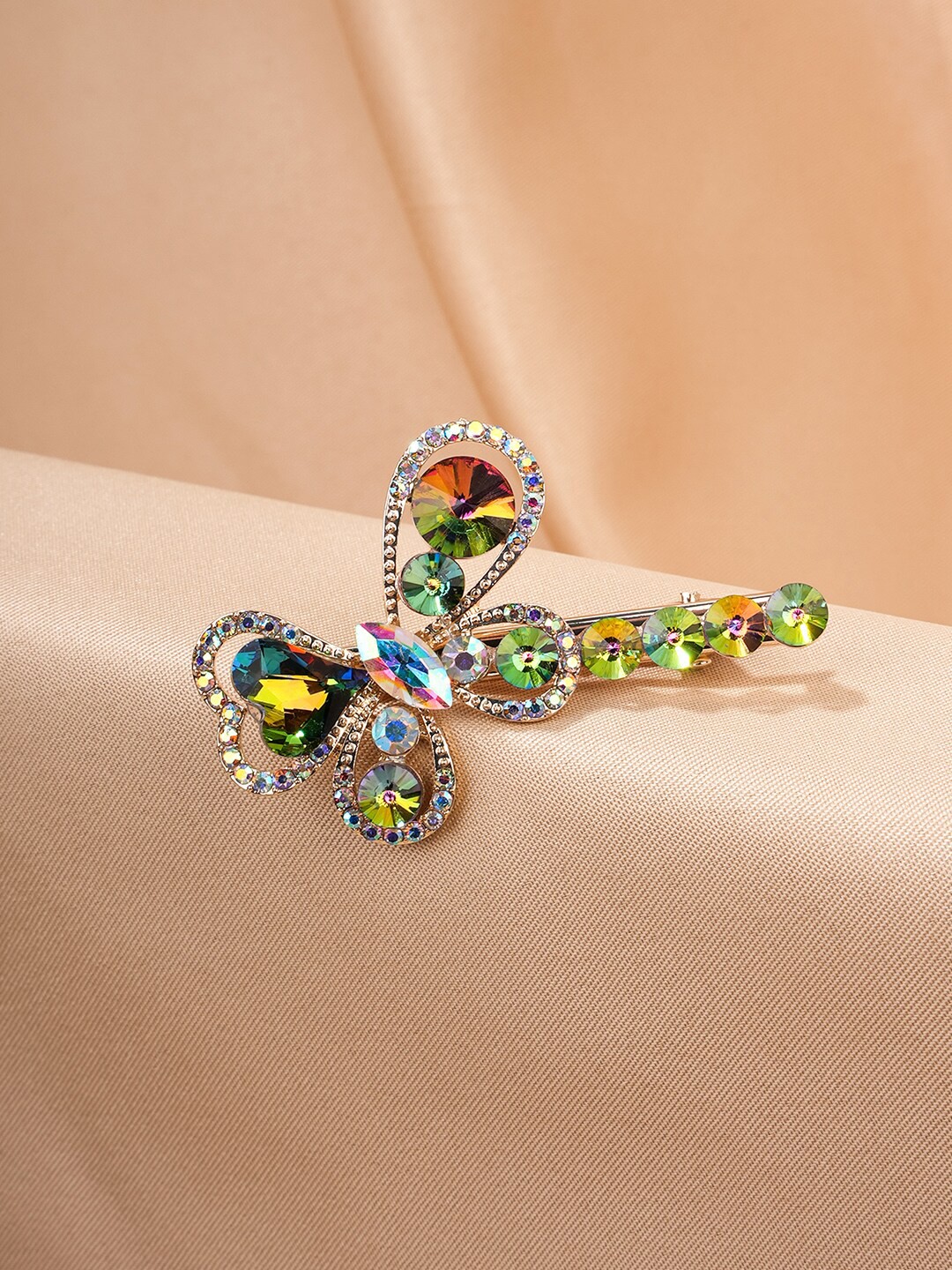 

Yellow Chimes Women Multicolor Crystal Butterfly Alligator Hair Clips, Multi
