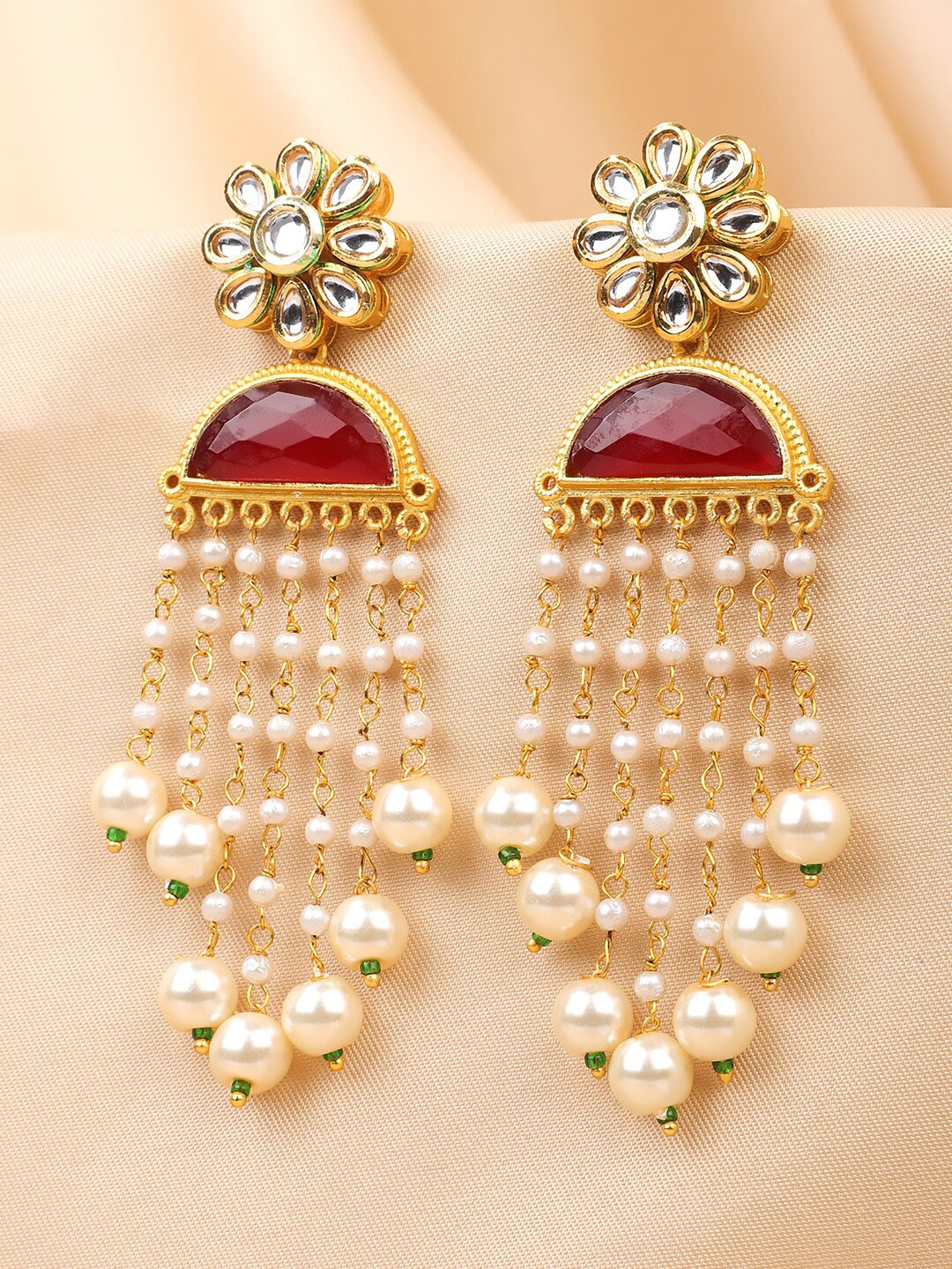 

Yellow Chimes Gold-Toned Contemporary Chandbalis Earrings