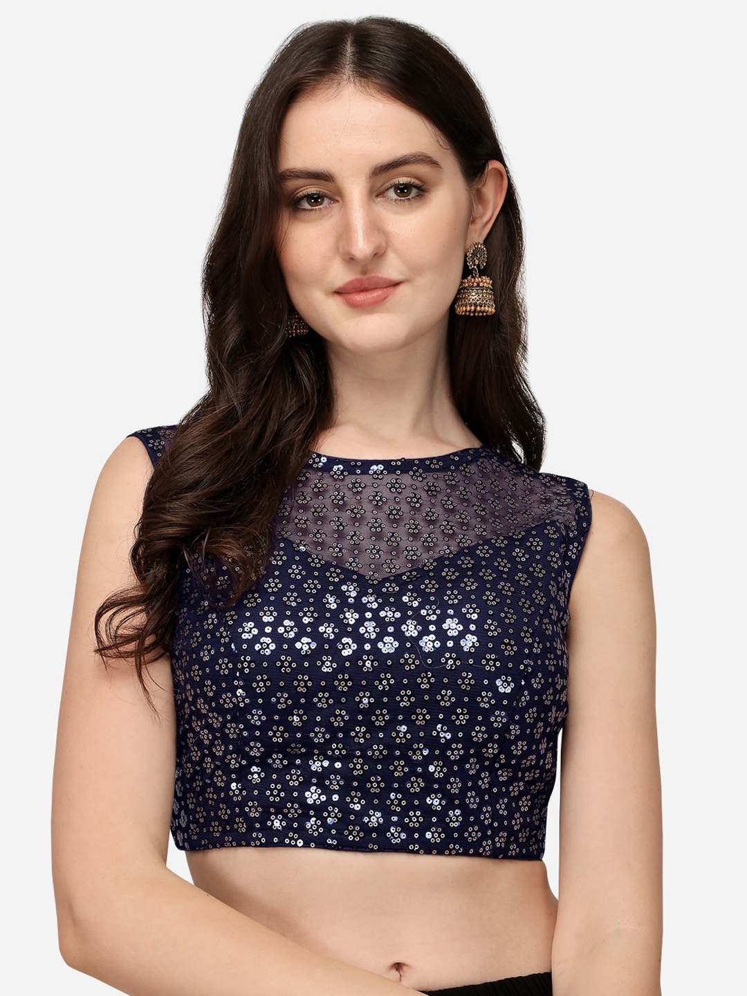 

Amrutam Fab Navy Blue Embroidered Saree Blouse