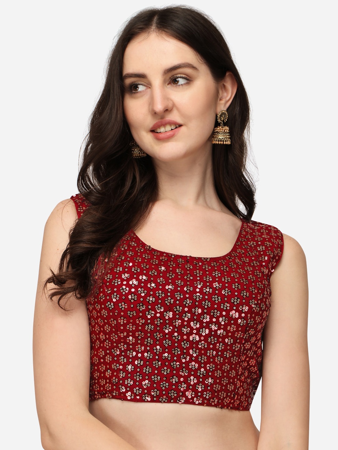 

Amrutam Fab Red Embroidered Saree Blouse