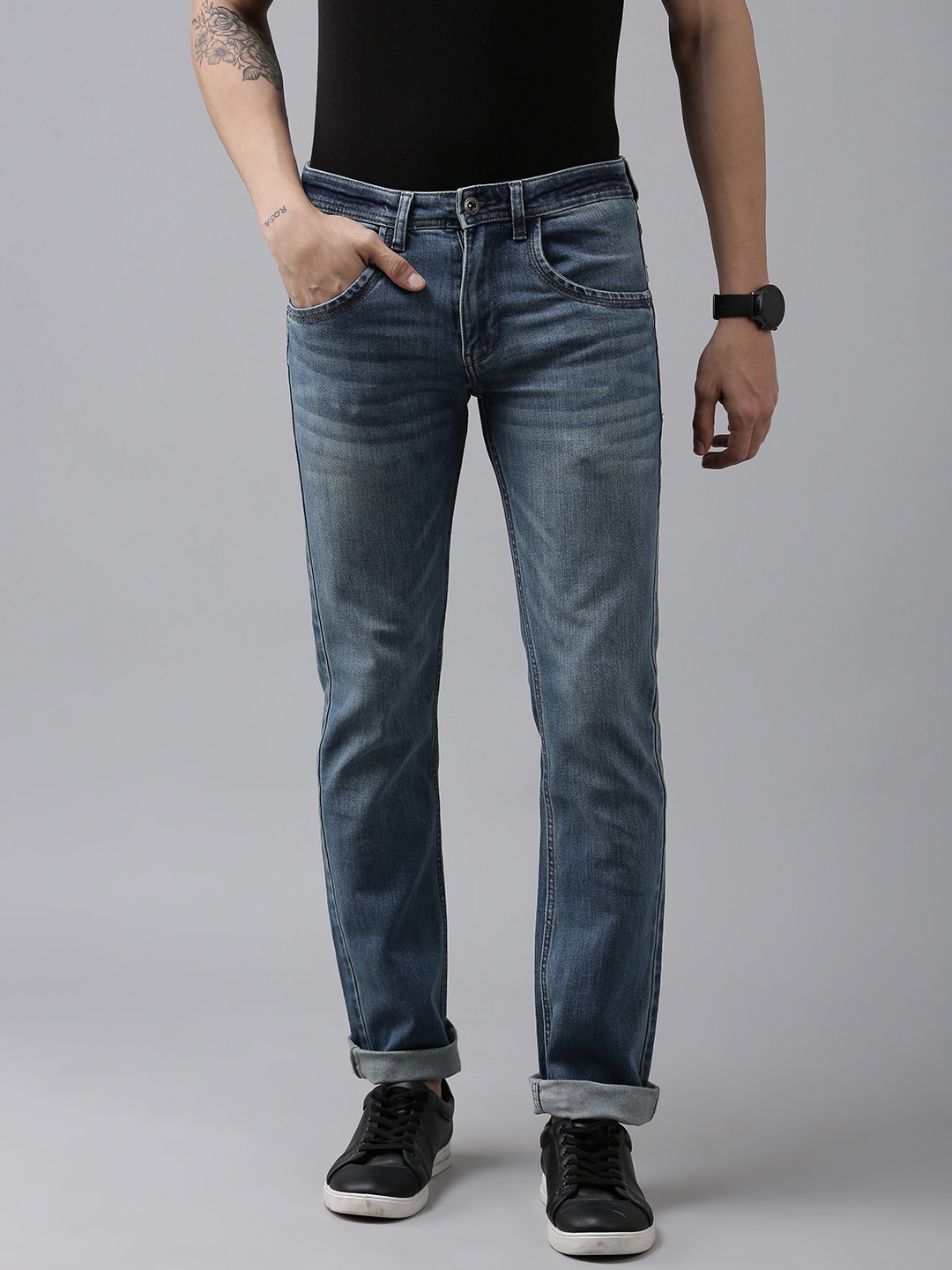 

VAN HEUSEN DENIM LABS Men Navy Blue Slim Fit Light Fade Stretchable Jeans