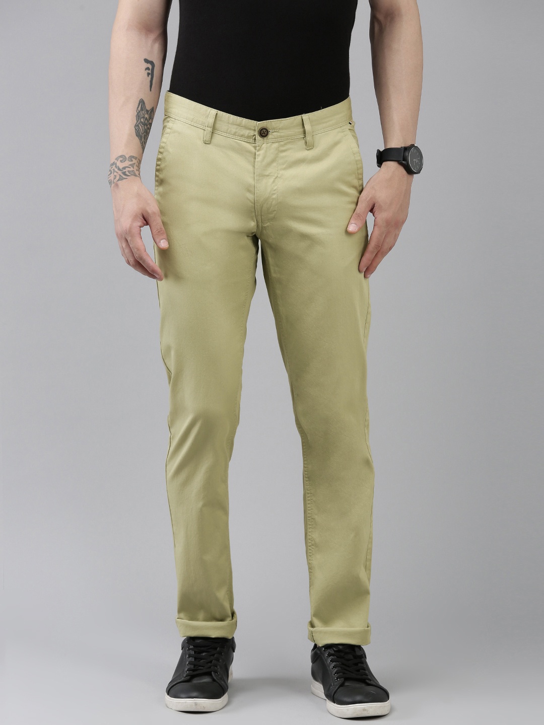 

Van Heusen Sport Men Pure Cotton Slim Fit Trousers, Green