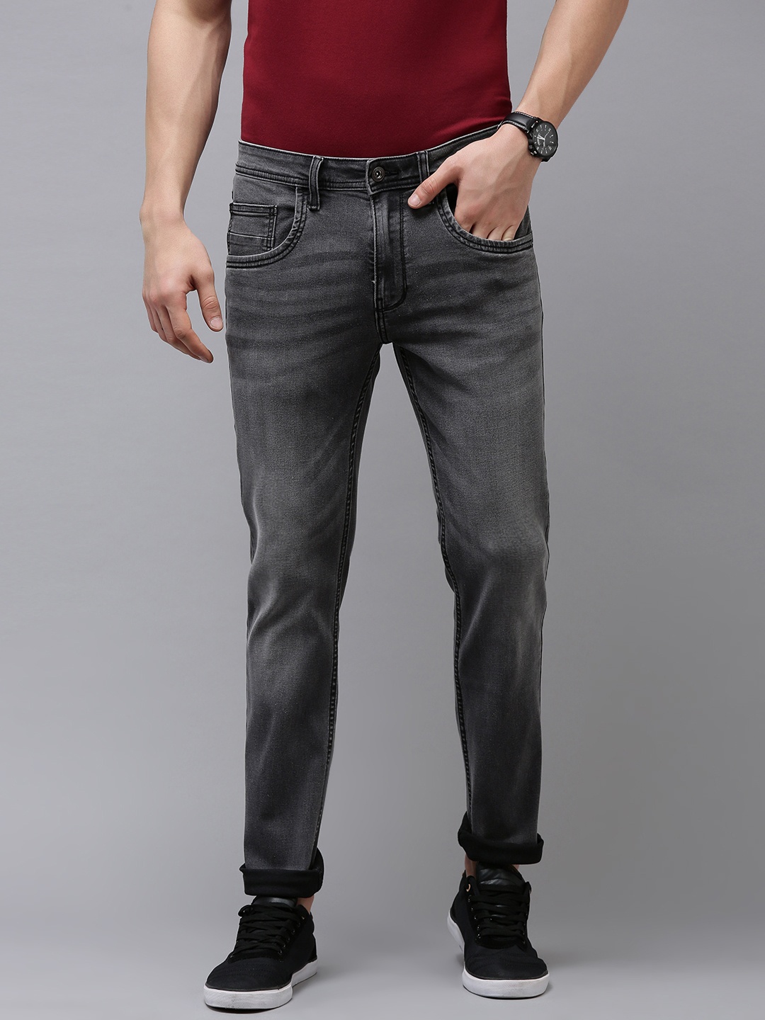 

VAN HEUSEN DENIM LABS Men Grey Skinny Fit Light Fade Stretchable Jeans