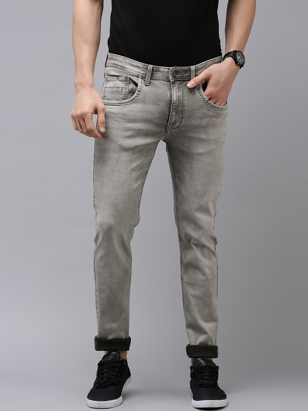 

VAN HEUSEN DENIM LABS Men Grey Skinny Fit Light Fade Stretchable Jeans