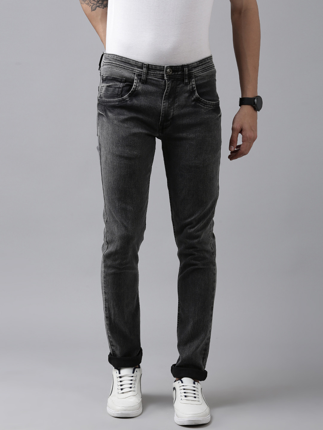 

VAN HEUSEN DENIM LABS Men Grey Skinny Fit Stretchable Jeans