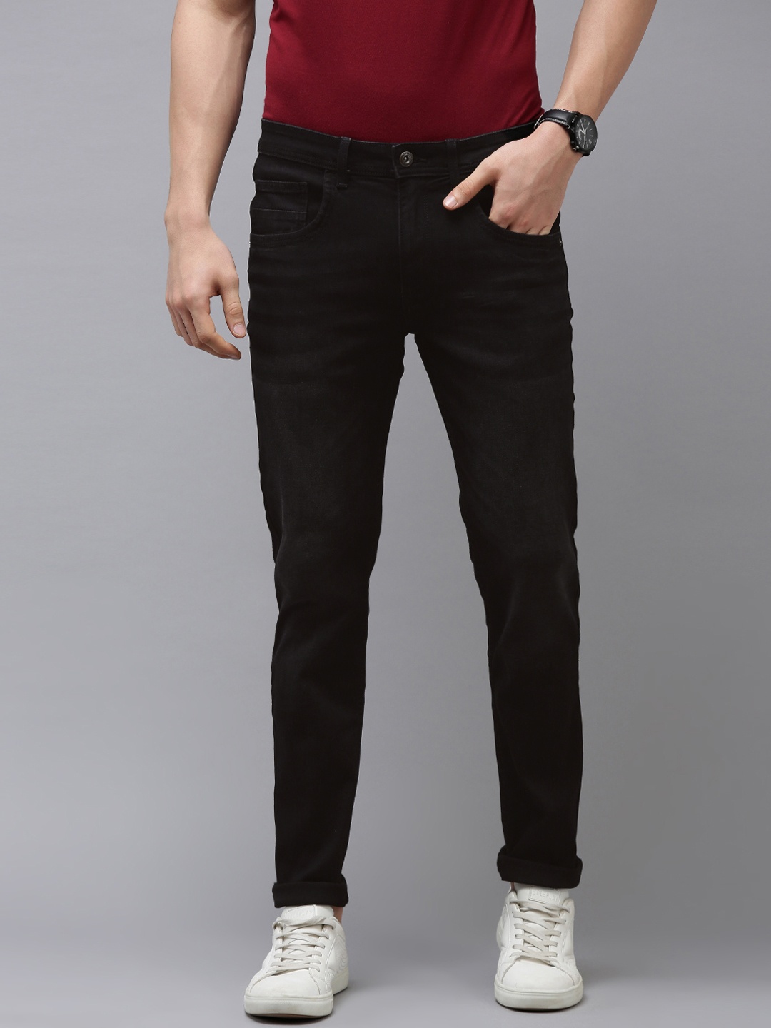 

VAN HEUSEN DENIM LABS Men Black Skinny Fit Stretchable Jeans