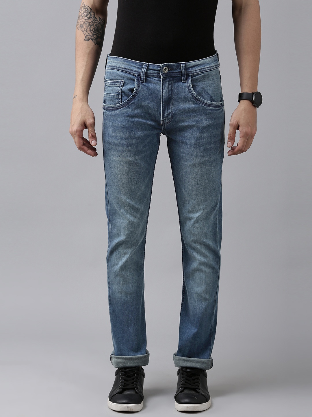 

VAN HEUSEN DENIM LABS Men Navy Blue Slim Fit Light Fade Stretchable Jeans