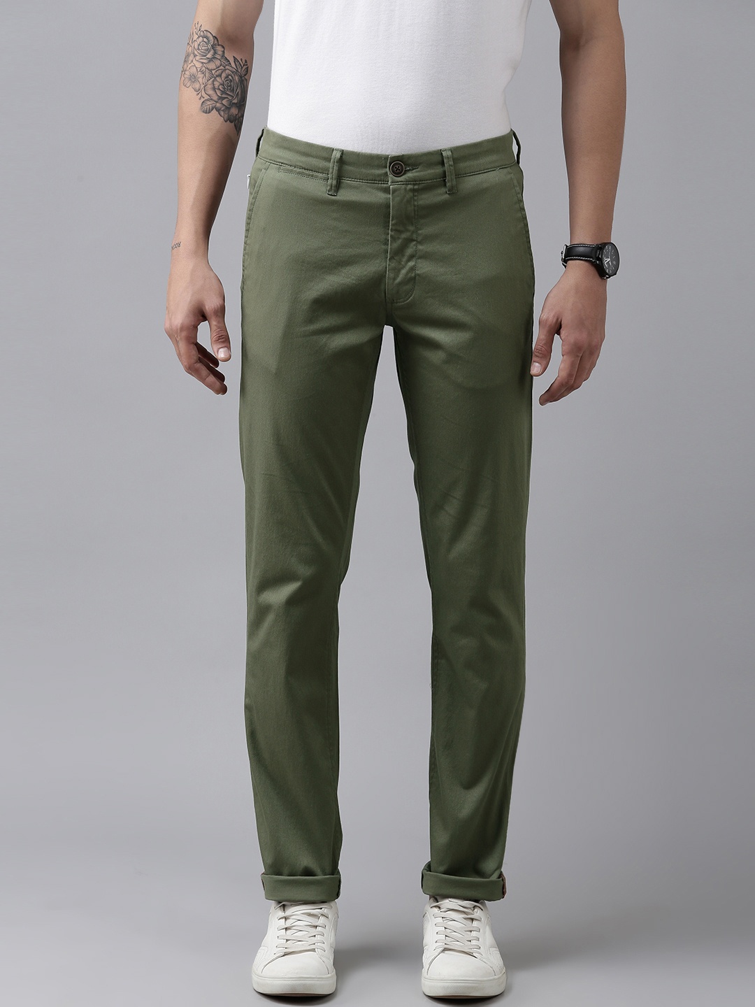 

Van Heusen Sport Men Olive Green Slim Fit Chinos Trousers